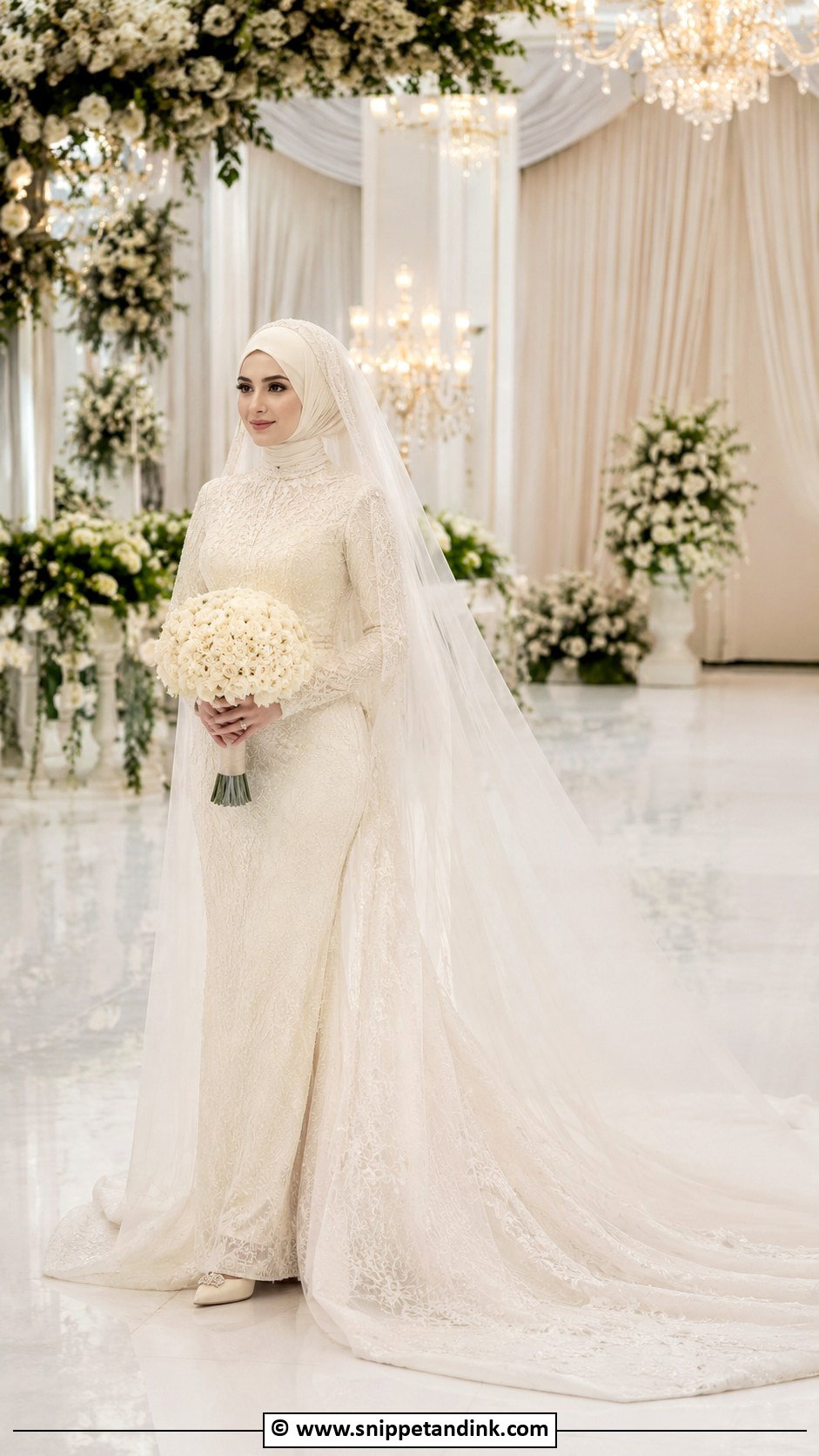 Hijabi Wedding Dress With Train - Snippet and Ink - 30 Hijabi Wedding Dress Ideas