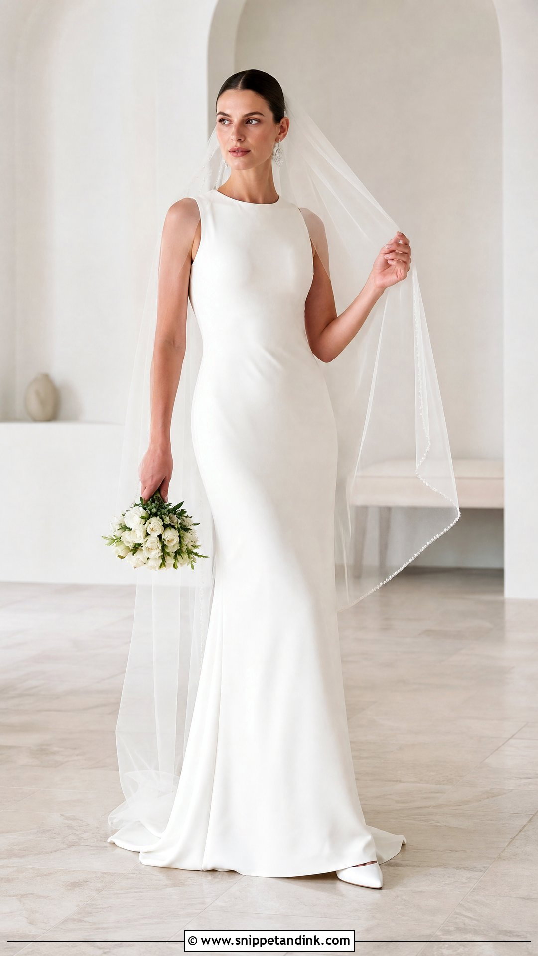 Holding the Veil Wedding Dress Pose - Snippet and Ink - 20 Wedding Dress Poses Ideas