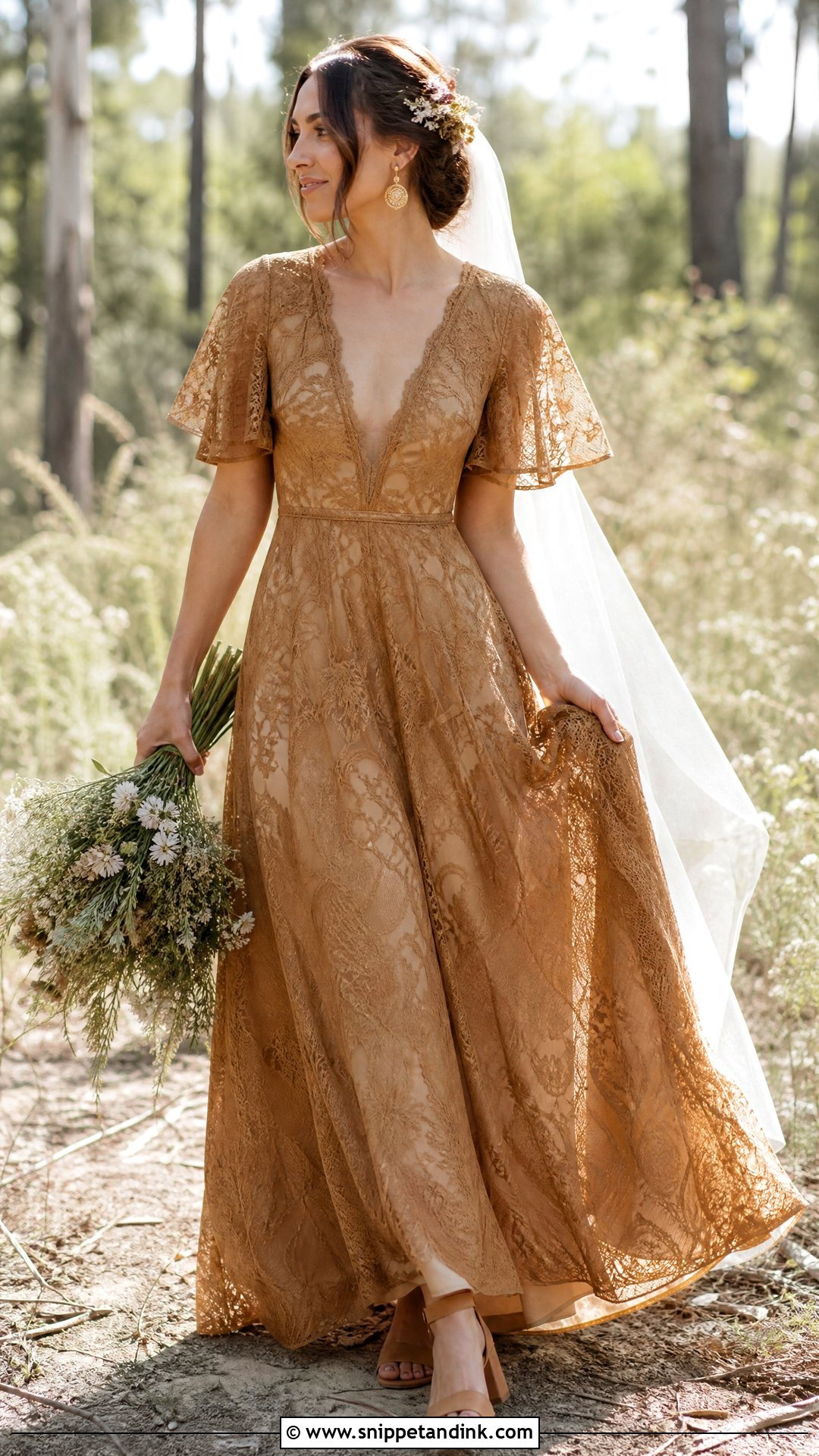 Honey Brown Boho Wedding Dress - Snippet and Ink - 20 Light Brown Wedding Dress Ideas