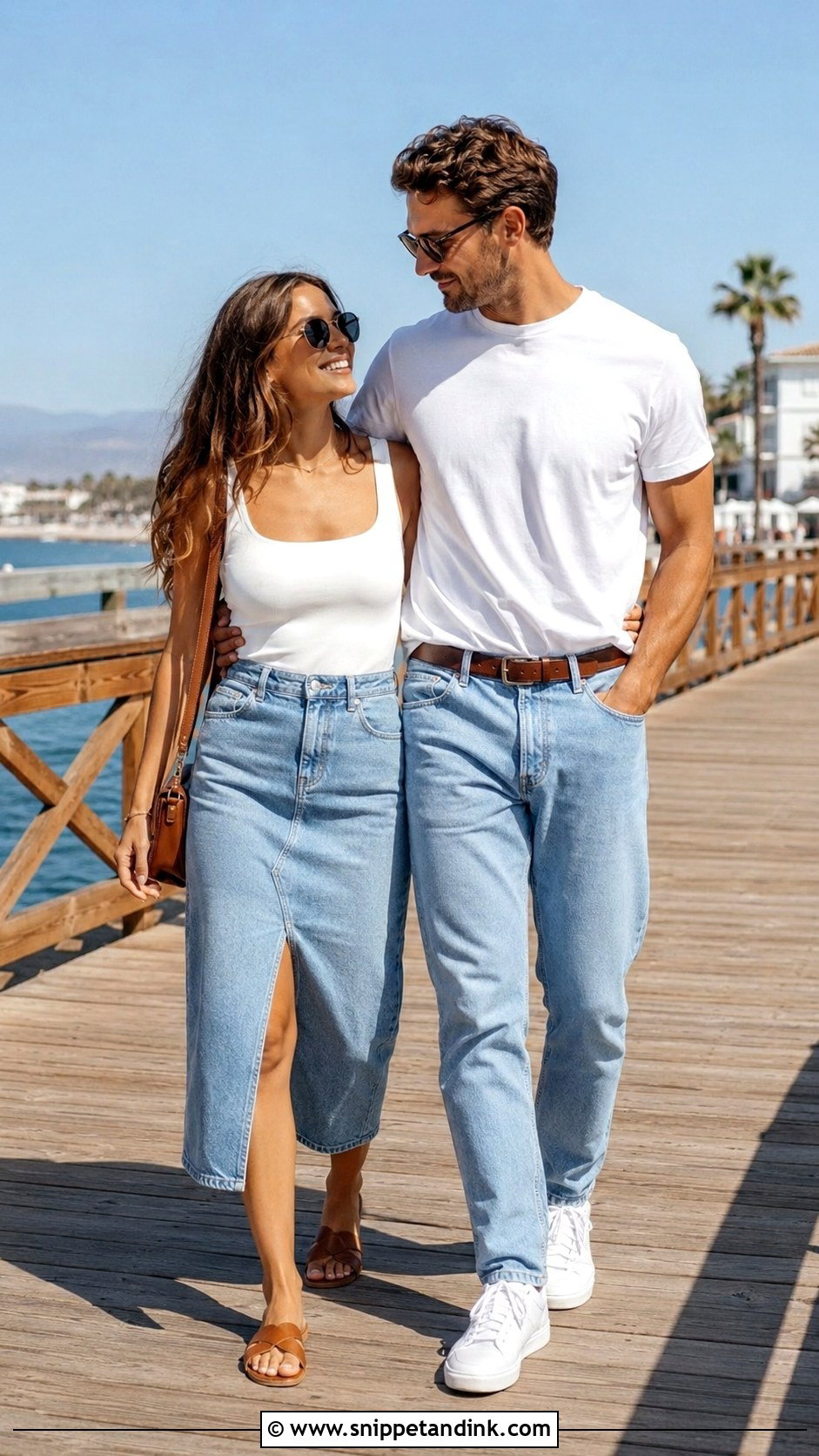 Honeymoon Matching Denim Outfits - Snippet and Ink - 25 Honeymoon Couple Outfits