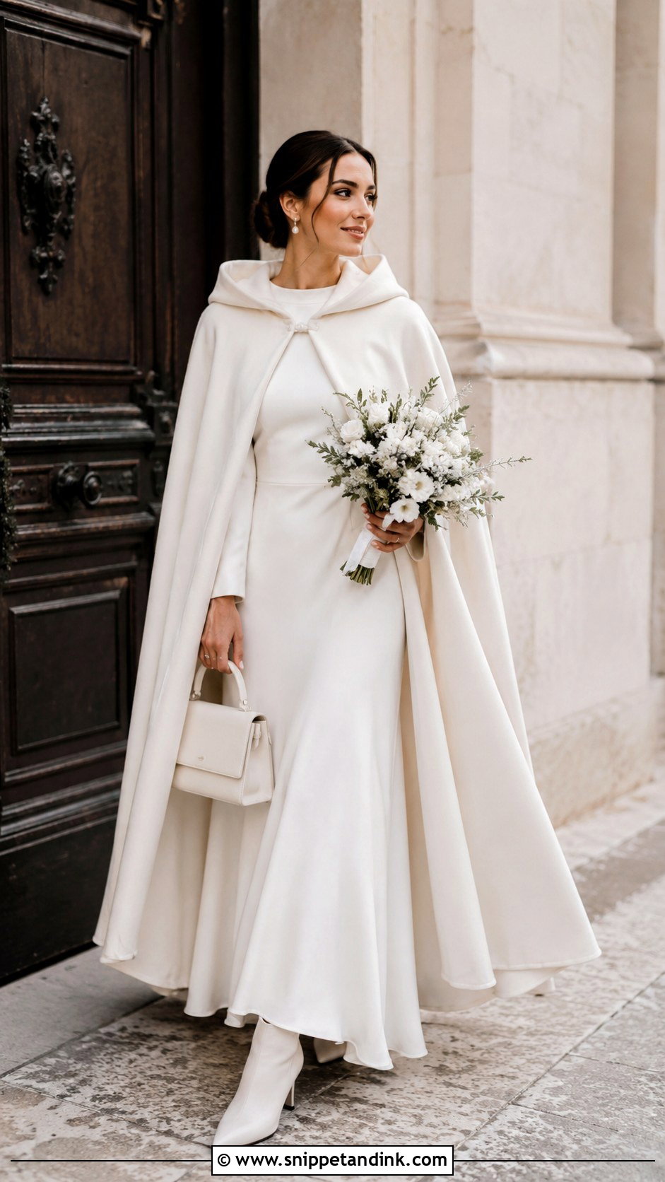 Hooded Bridal Cape Coat - Snippet and Ink - 20 Winter Wedding Coat Ideas