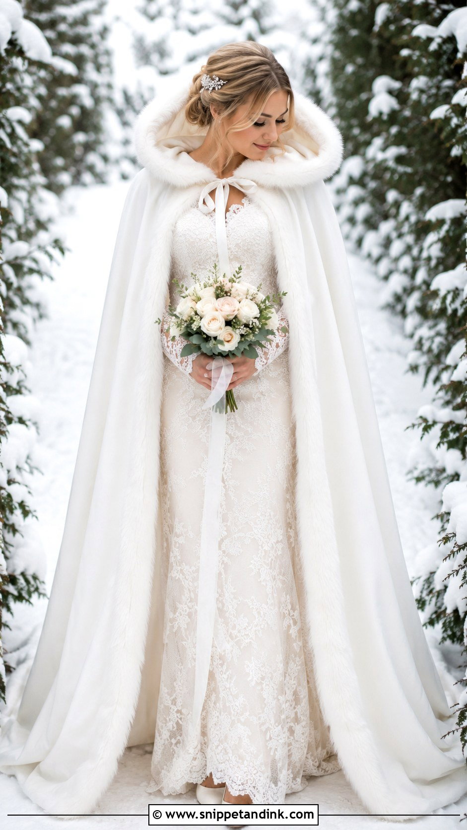 Hooded Bridal Cloak Coat - Snippet and Ink - 25 Bridal Coat Ideas