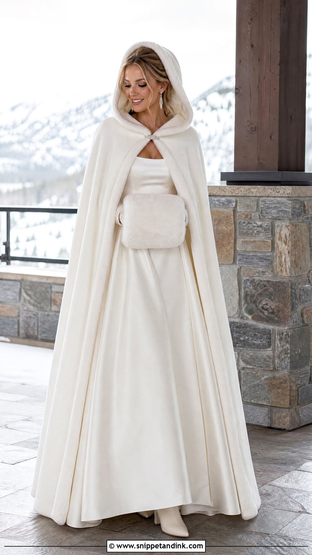 Hooded Bridal Cloak Wedding Dress Cover - Snippet and Ink - 20 Wedding Dress Cover Ideas