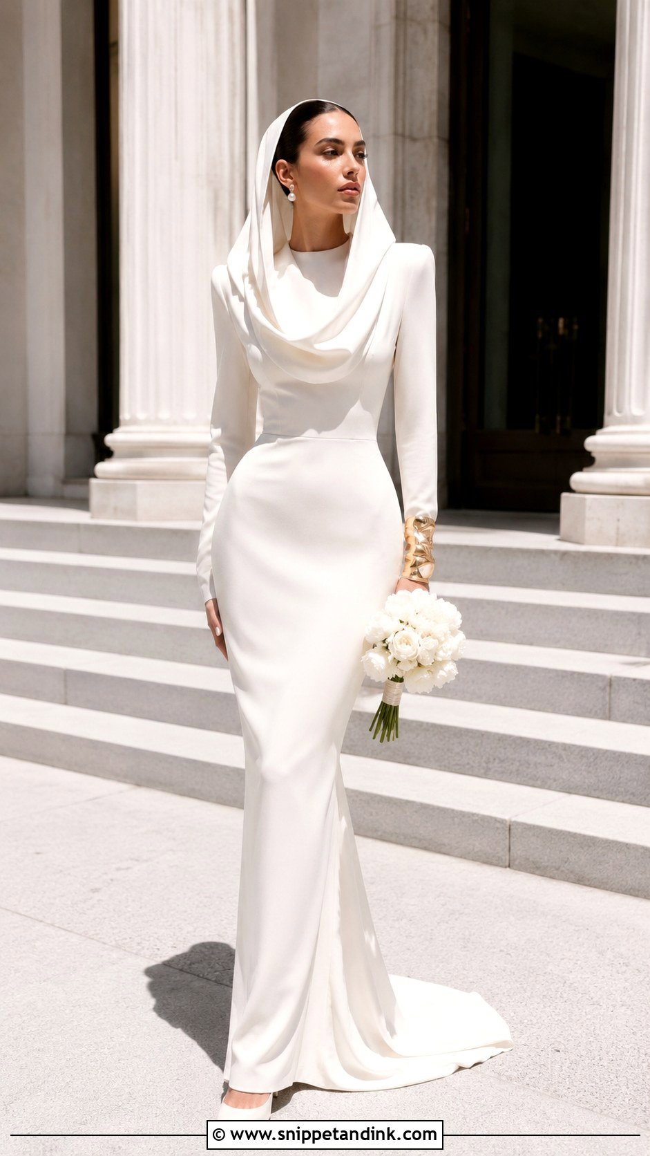 Hooded Crepe Schiaparelli Wedding Dress - Snippet and Ink - 20 Schiaparelli Wedding Dress Ideas