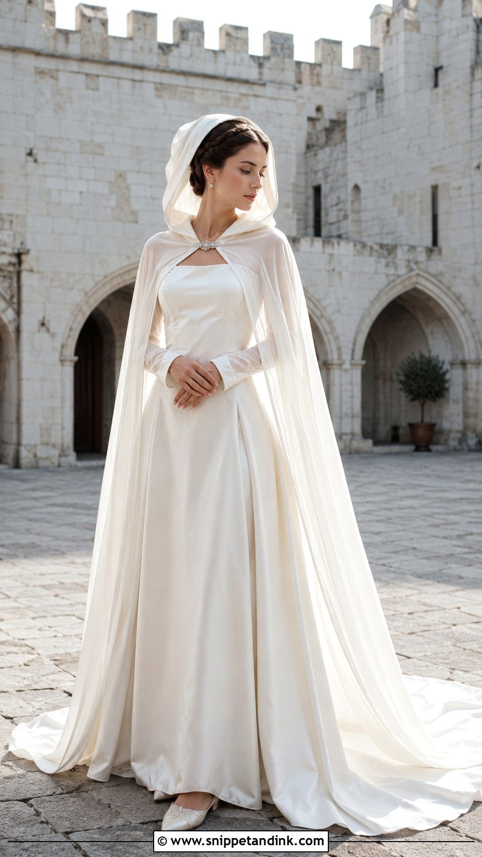 Hooded Medieval Wedding Dress With Long Train - Snippet and Ink - 20 Medieval Style Wedding Dress Ideas
