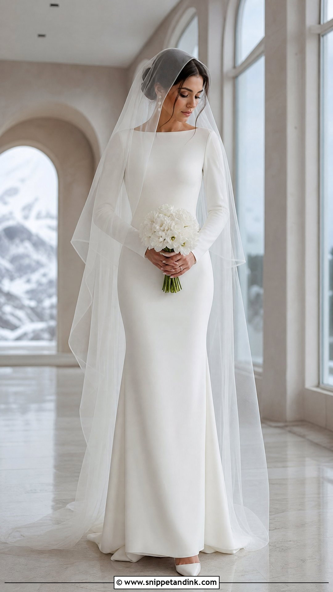 Hooded Veil With Long Sleeve Wedding Dress - Snippet and Ink - 20 Veil Style Ideas