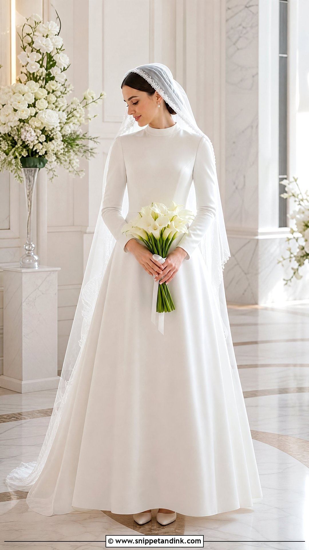 Hooded Veil With Modest Wedding Dress - Snippet and Ink - 20 Veiled Bride Ideas