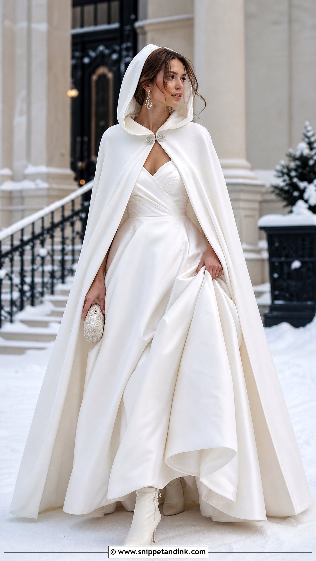 Hooded Wedding Cape With Ball Gown - Snippet and Ink - 20 Wedding Wraps Ideas