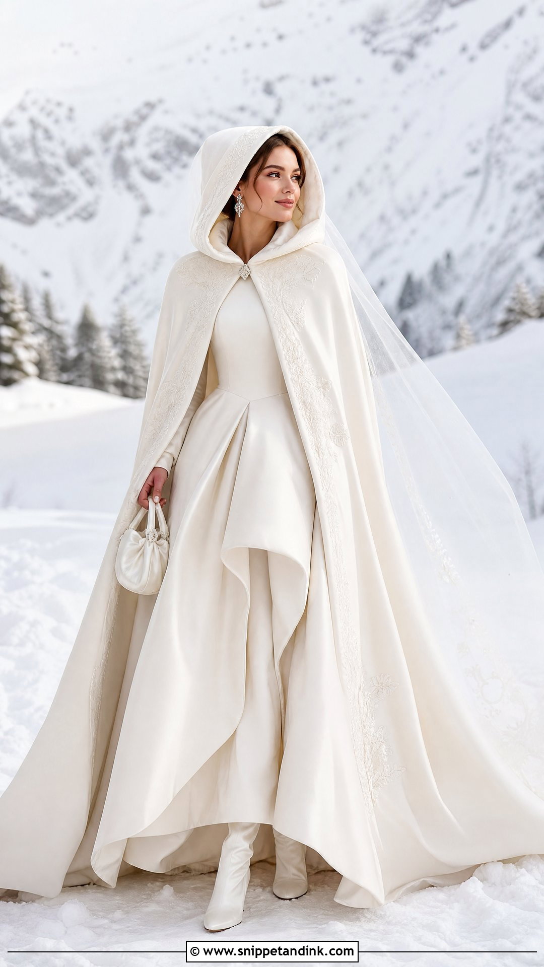 Hooded Wedding Dress Coat With Winter Ball Gown - Snippet and Ink - 20 Wedding Dress Coat Ideas