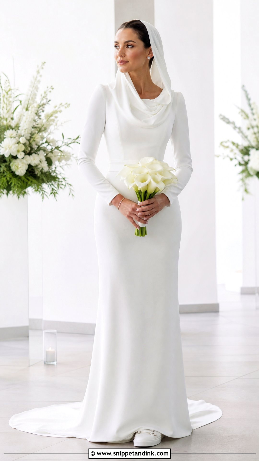 Hooded Wedding Dress With Bridal Trainers - Snippet and Ink - 20 Sport Wedding Dress Ideas
