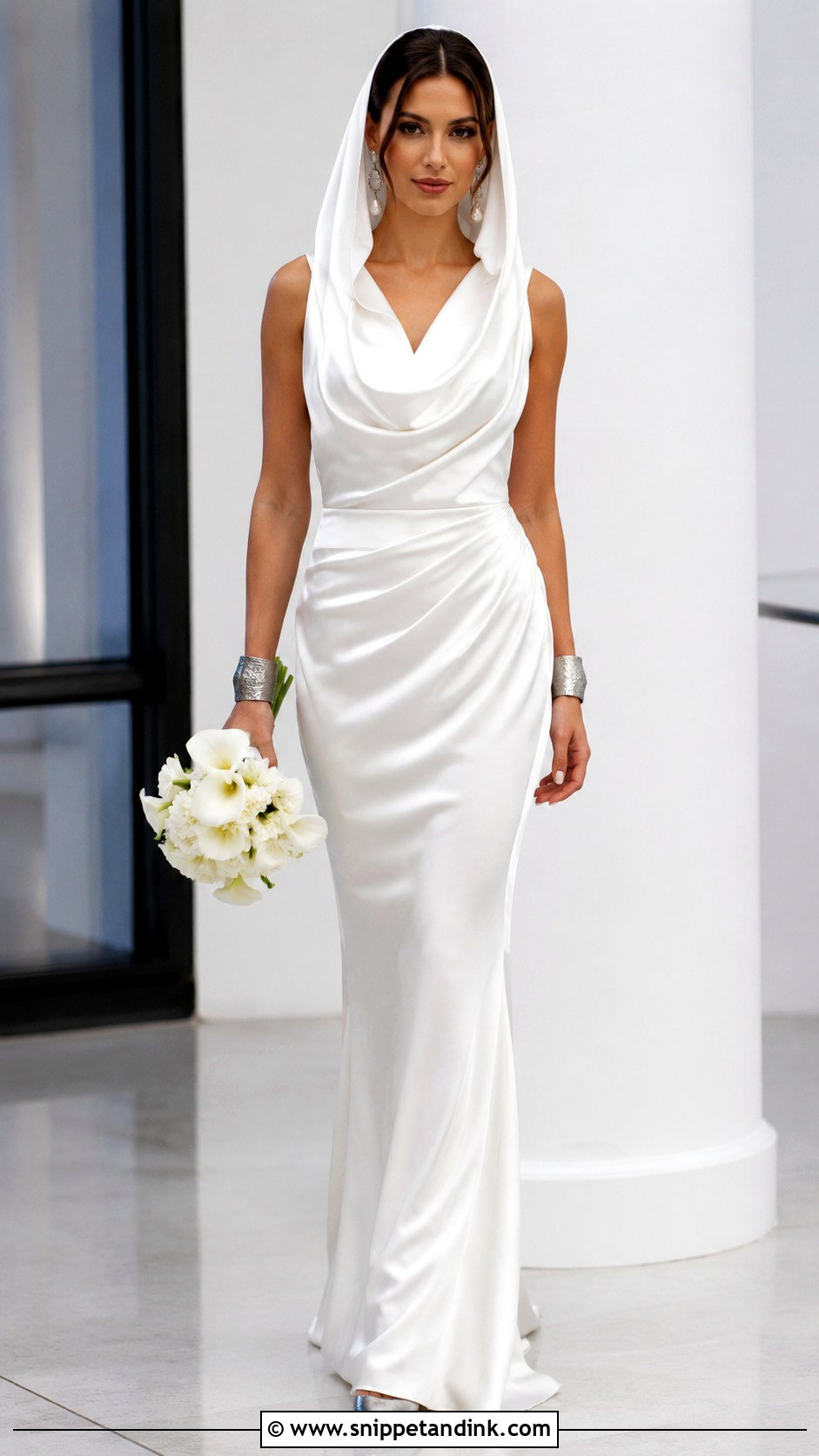 Hooded Wedding Dress With Silver Jewelry - Snippet and Ink - 20 Unusual Wedding Dress Ideas