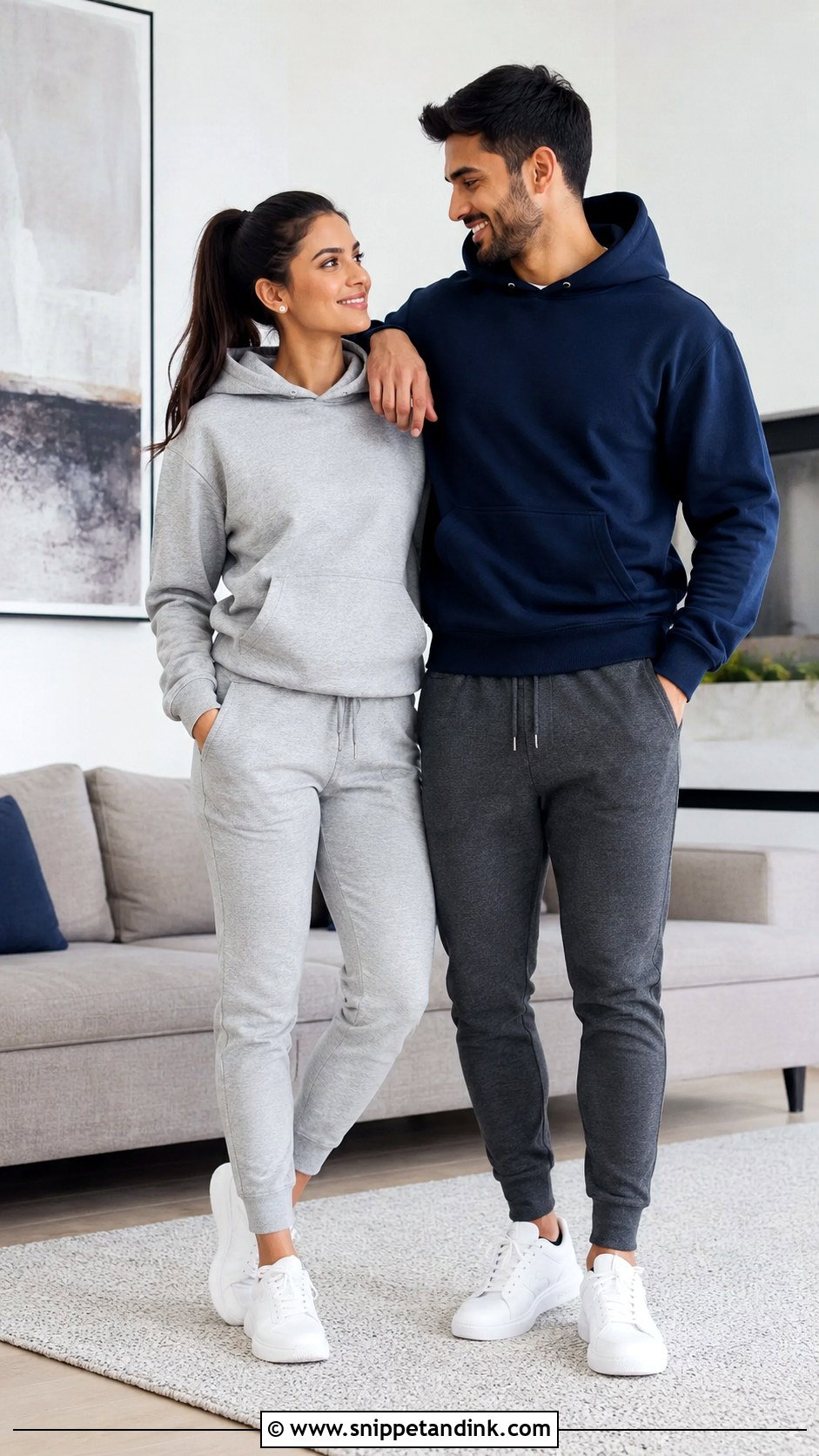 Hoodie And Joggers Indoor Prewed Outfit - Snippet and Ink - 20 Prewed Casual Indoor Ideas