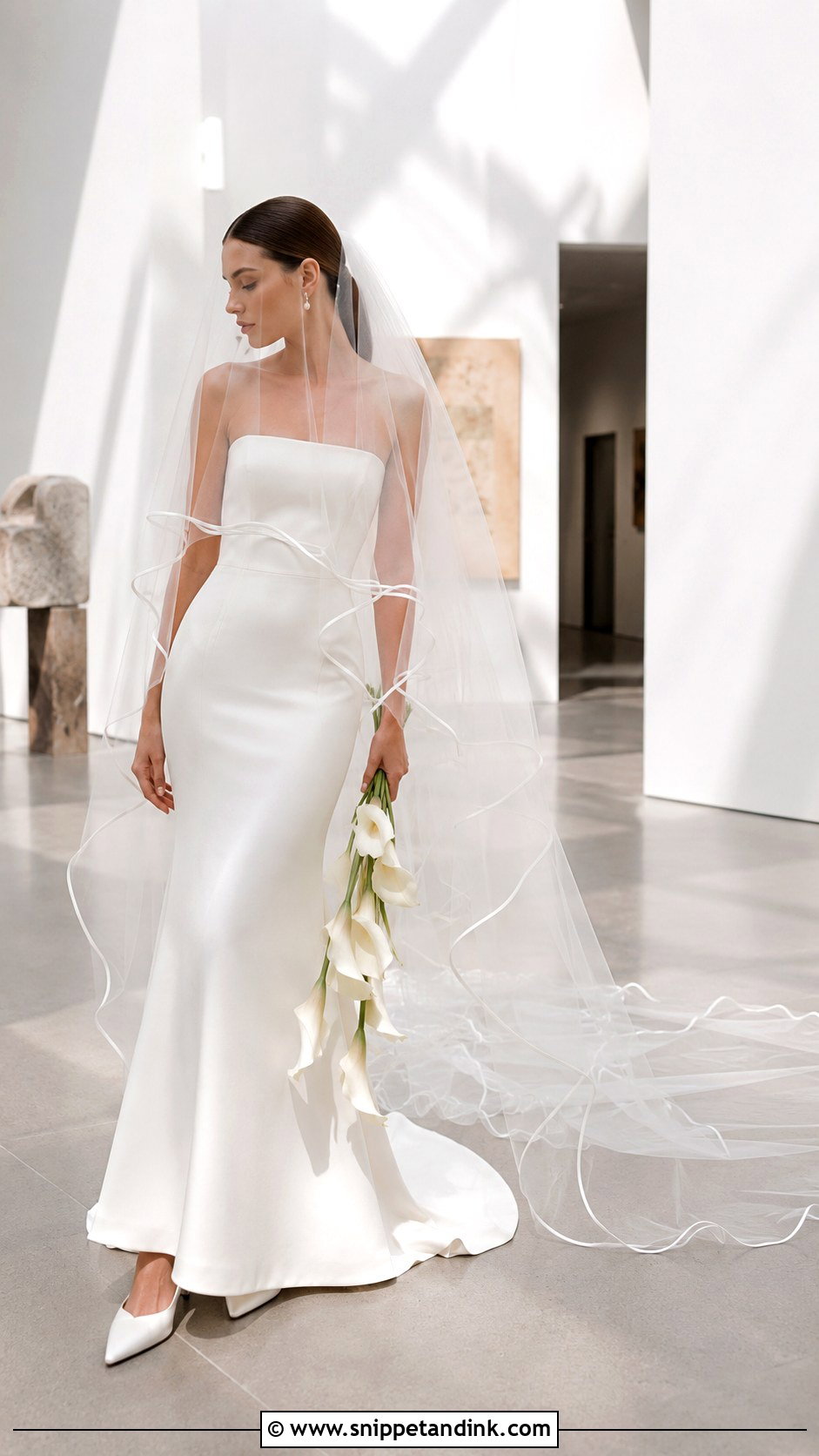 Horsehair Edge Double Veil With Mermaid Dress - Snippet and Ink - 20 Double Veil Ideas