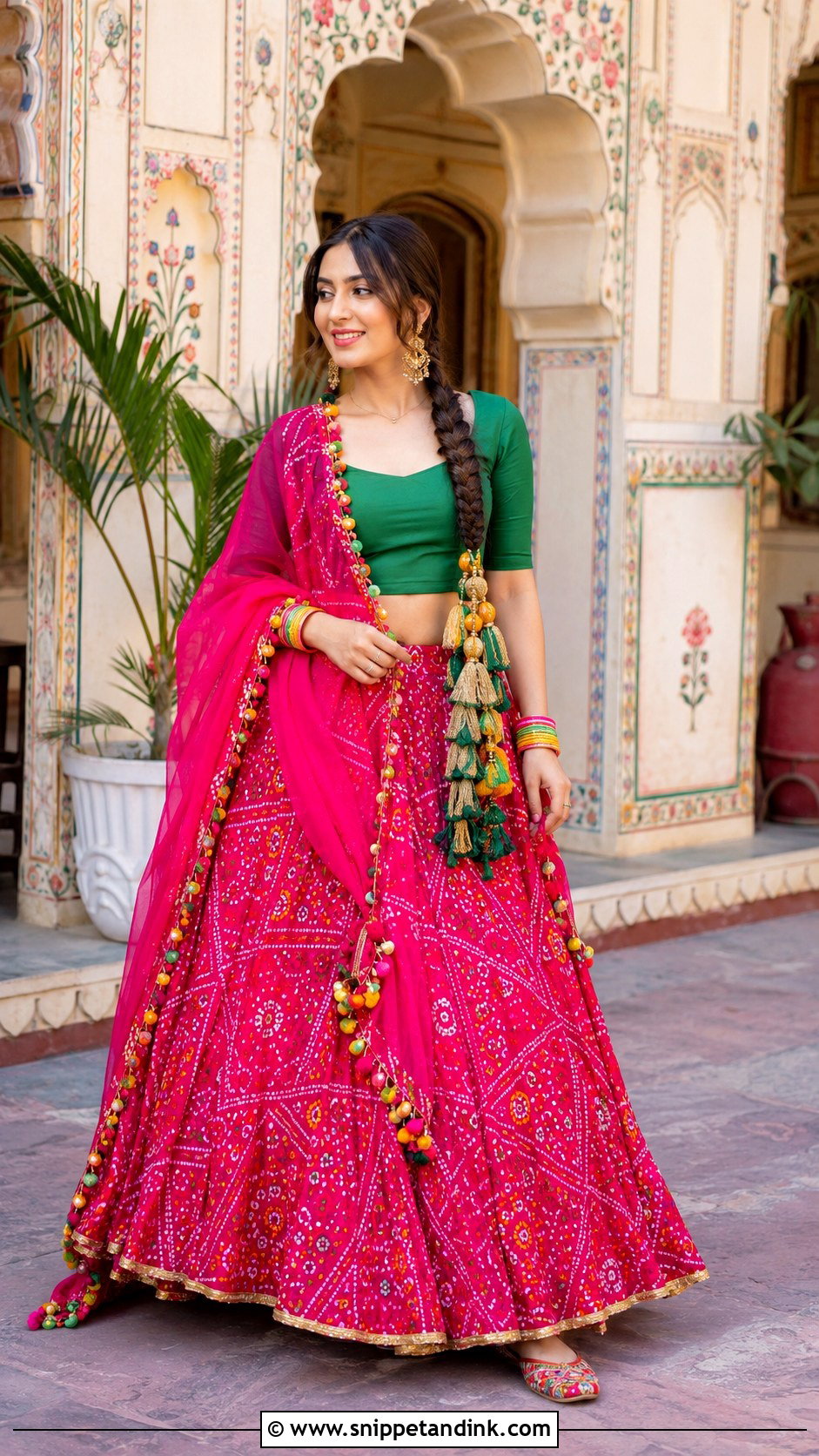 Hot Pink Bandhani Jaggo Lengha - Snippet and Ink - 20 Jaggo Lengha Ideas