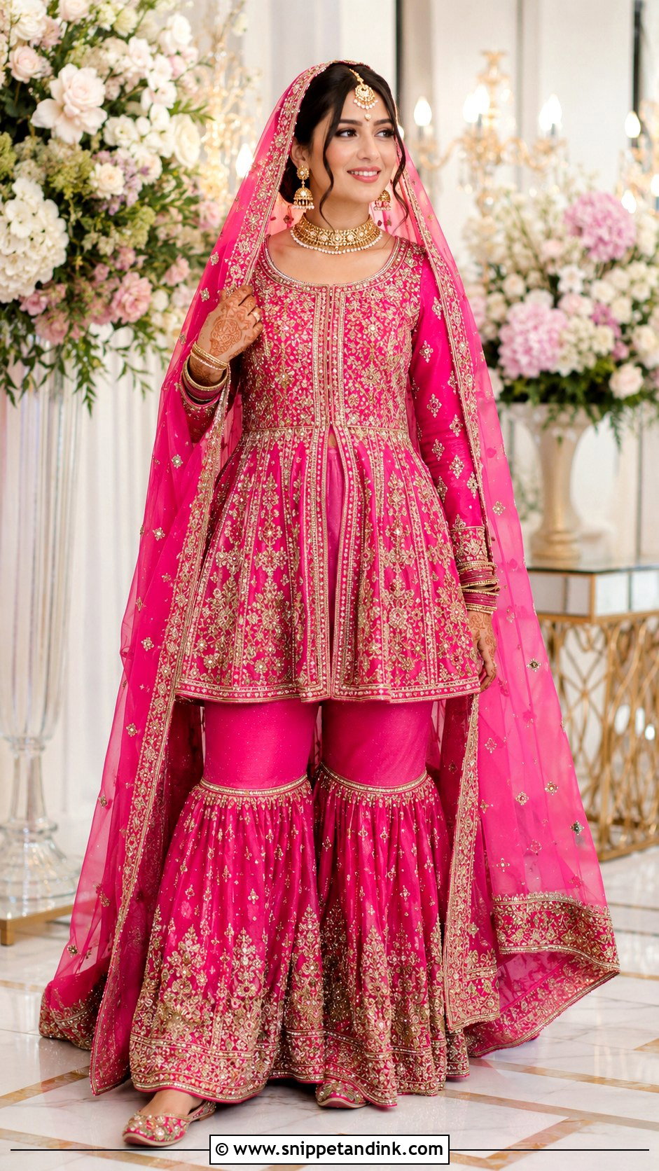 Hot Pink Barat Bridal Gharara - Snippet and Ink - 20 Barat Bridal Dress Ideas