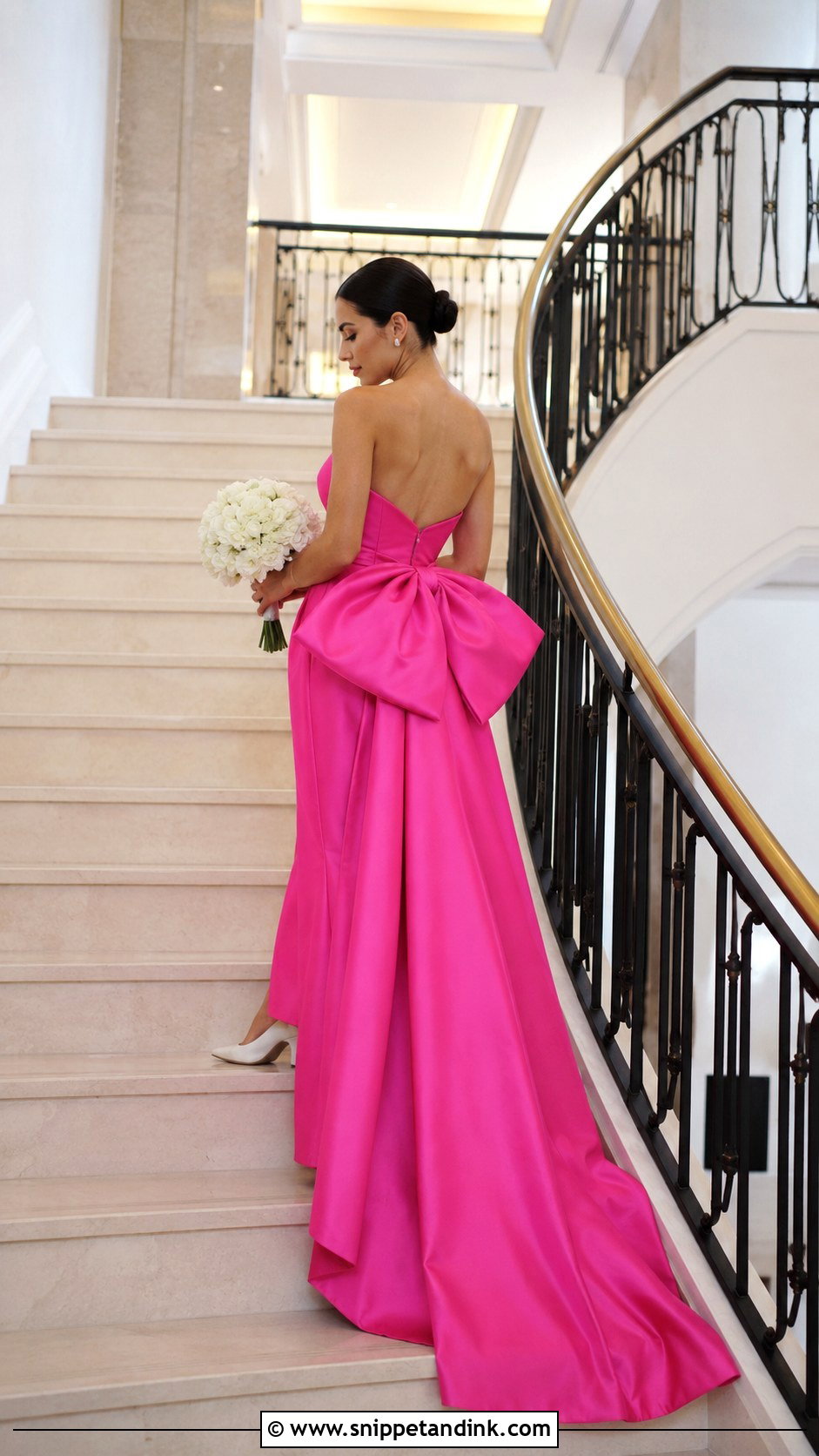 Hot Pink Bow Back Wedding Dress - Snippet and Ink - 20 Hot Pink Wedding Dress Ideas