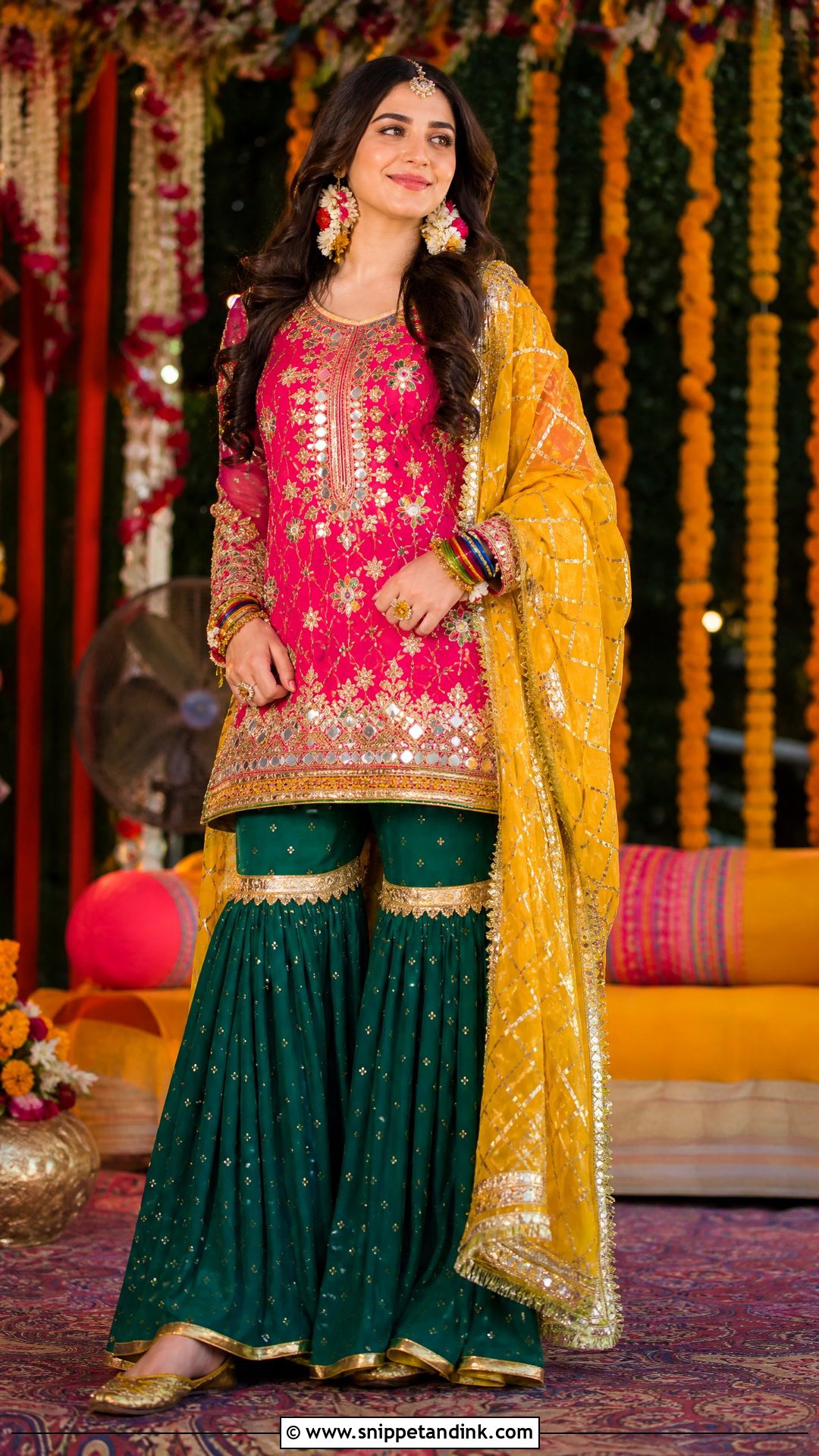Hot Pink Bridal Mehandi Gharara - Snippet and Ink - 20 Pakistani Mehandi Dresses for Brides