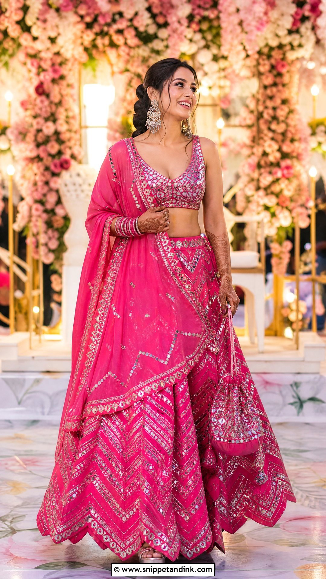 Hot Pink Bride Sangeet Lehenga - Snippet and Ink - 25 Bride Sangeet Outfit Ideas