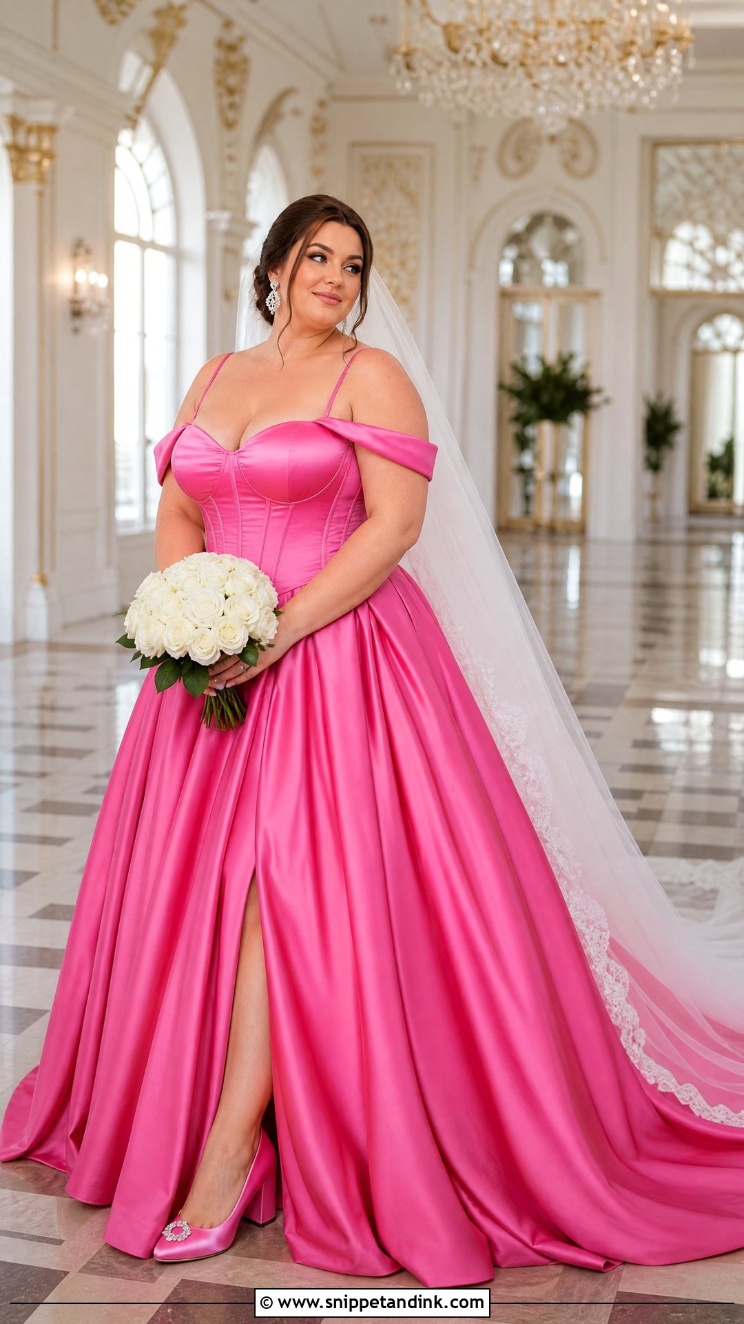Hot Pink Corset Ball Gown Wedding Dress - Snippet and Ink - 20 Hot Pink Wedding Dress Outfit Ideas