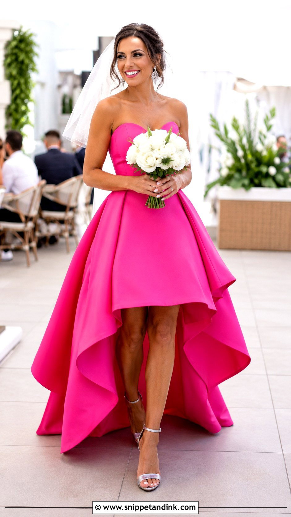 Hot Pink High Low Wedding Dress - Snippet and Ink - 20 Hot Pink Wedding Dress Ideas