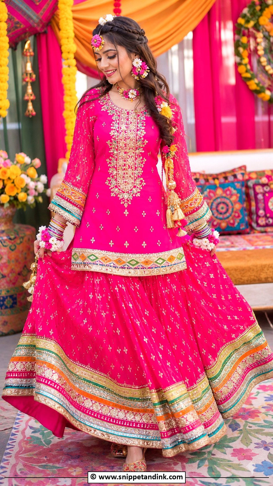 Hot Pink Pakistani Bridal Dress For Mehndi - Snippet and Ink - 30 Pink Pakistani Bridal Dress Ideas