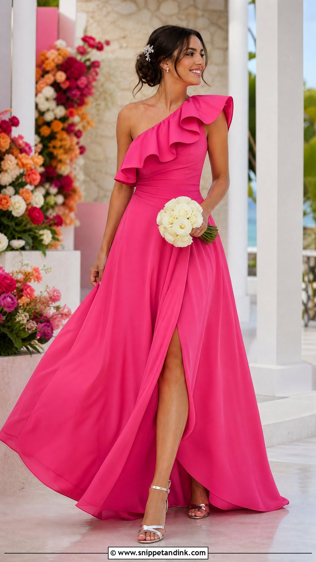 Hot Pink Ruffle Wedding Dress - Snippet and Ink - 20 Hot Pink Wedding Dress Outfit Ideas