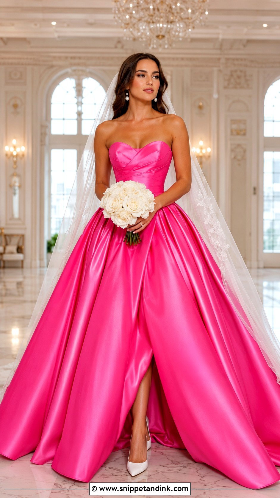 Hot Pink Satin Ball Gown Wedding Dress - Snippet and Ink - 20 Hot Pink Wedding Dress Ideas