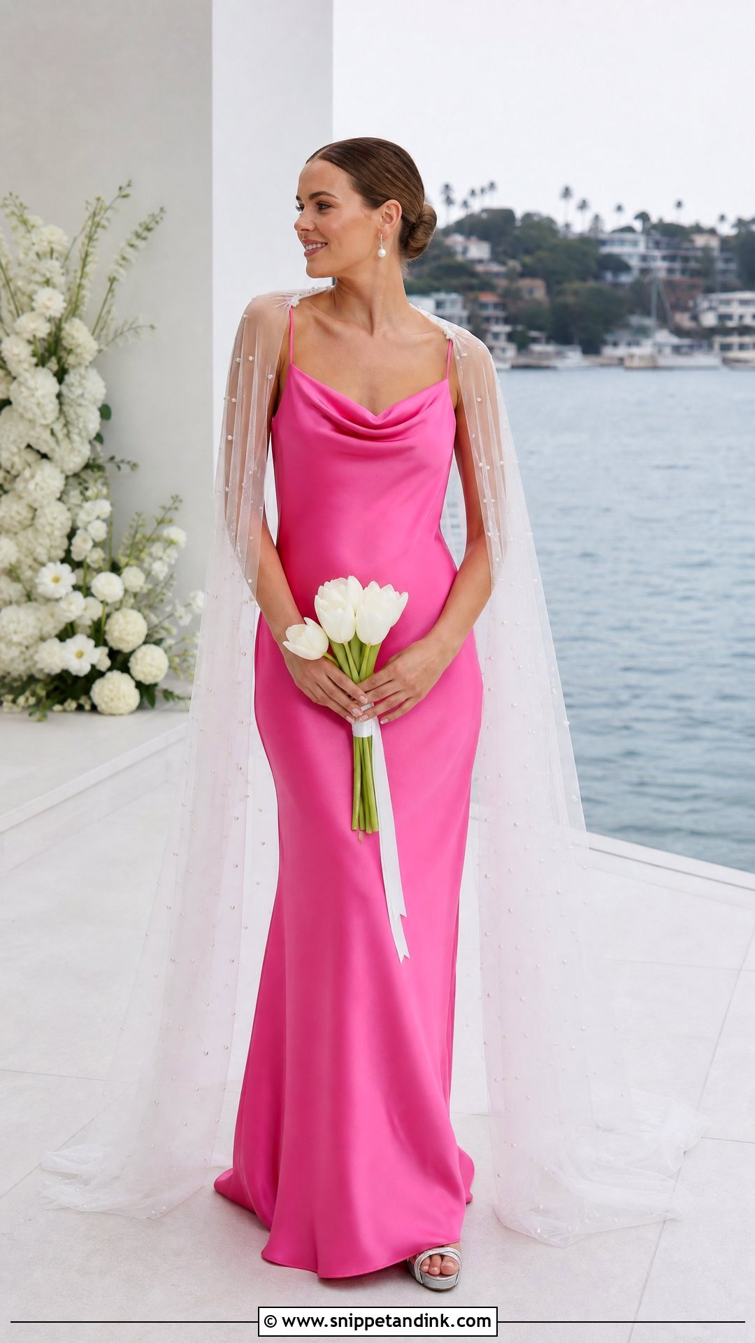Hot Pink Satin Slip Wedding Dress - Snippet and Ink - 20 Hot Pink Wedding Dress Outfit Ideas
