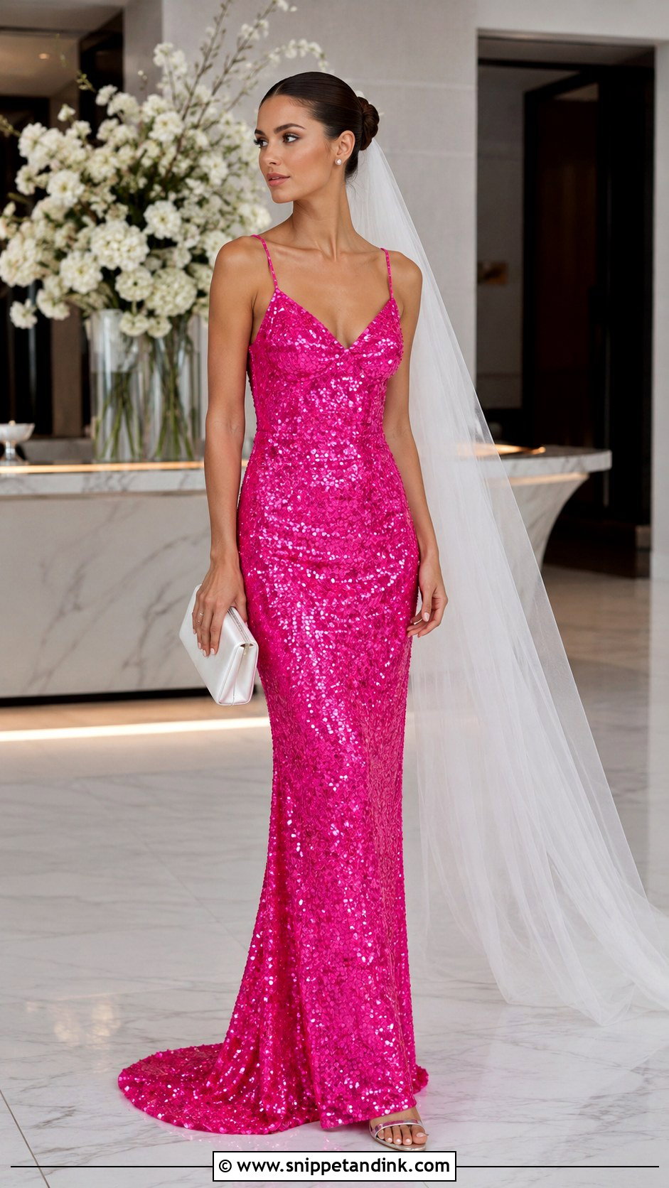 Hot Pink Sequin Wedding Dress - Snippet and Ink - 20 Hot Pink Wedding Dress Ideas