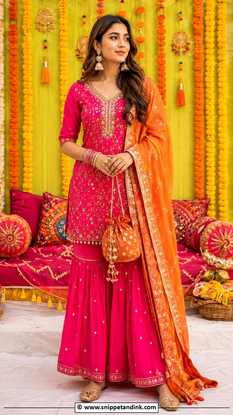 Hot Pink Sharara Dholki Outfit - Snippet and Ink - 30 Dholki Outfit Ideas