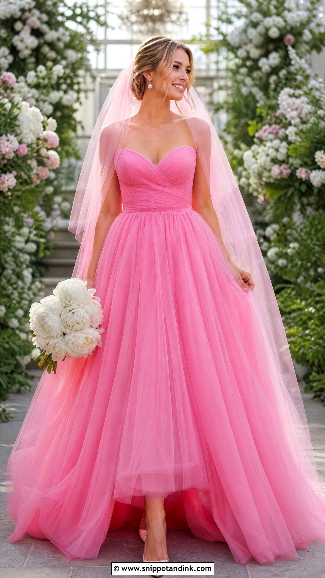 Hot Pink Tulle A Line Wedding Dress - Snippet and Ink - 20 Hot Pink Wedding Dress Outfit Ideas