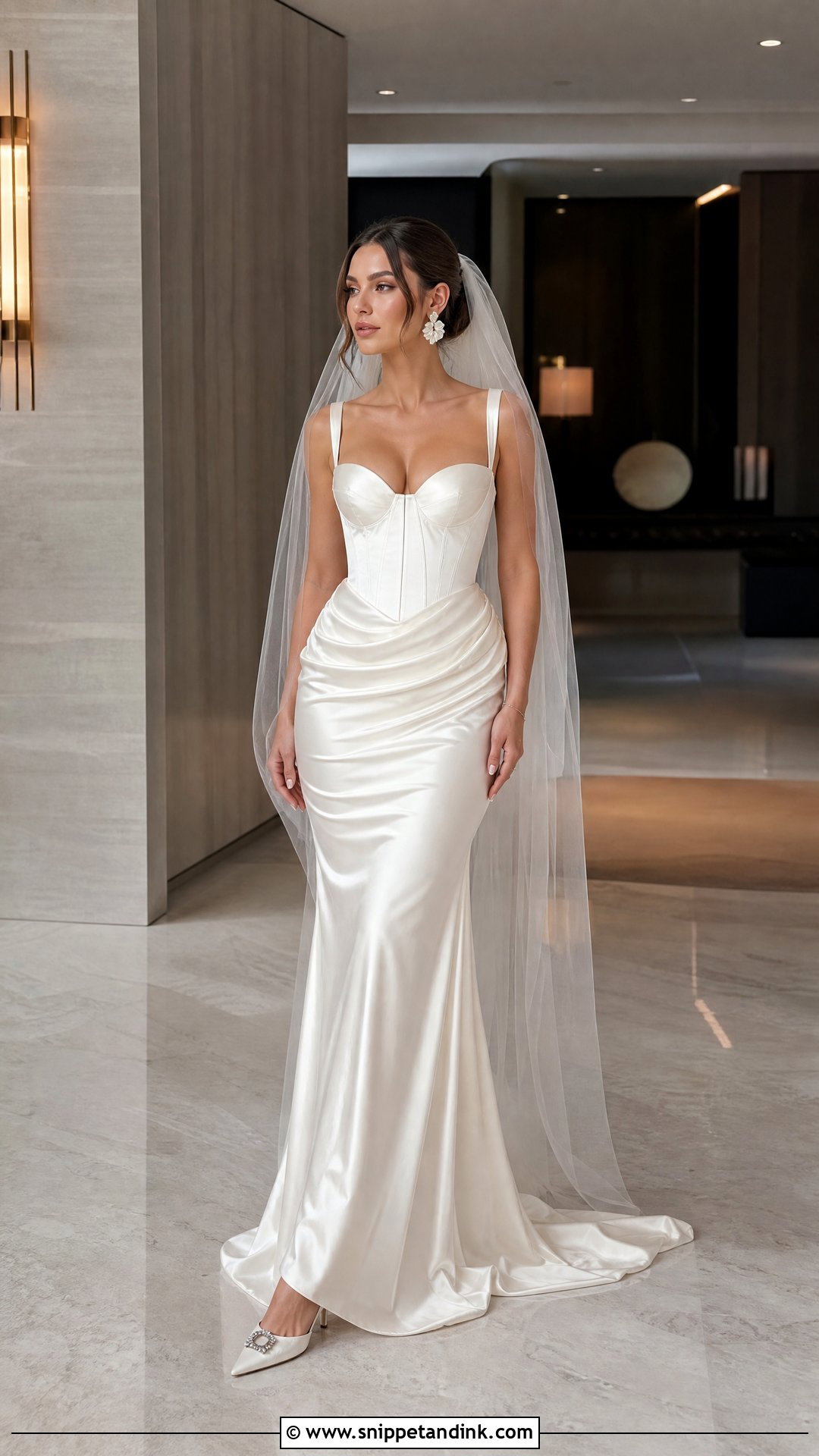 House of CB Draped Satin Wedding Dress - Snippet and Ink - 20 House of Cb Wedding Dress Ideas