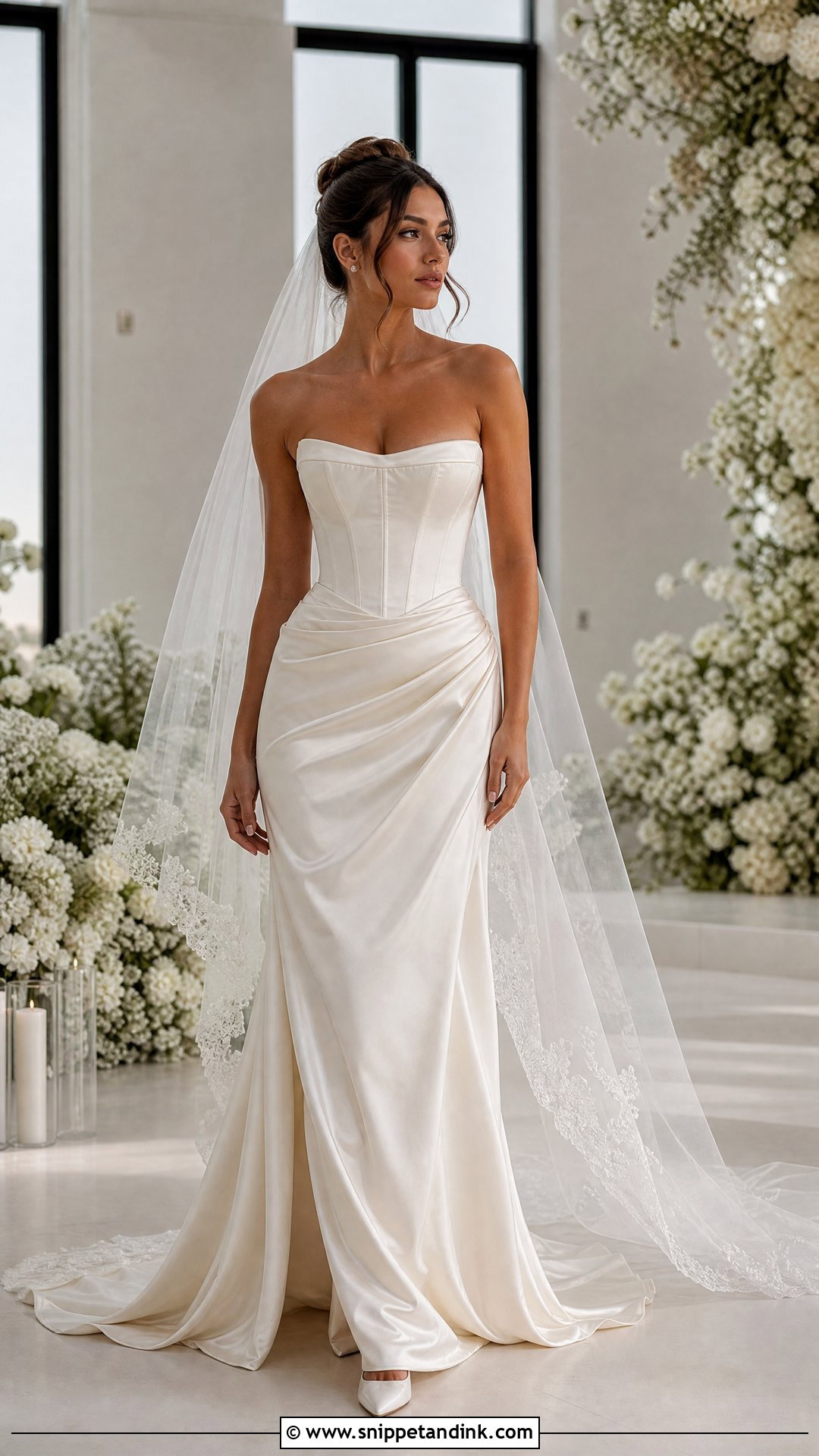 House of CB Strapless Satin Wedding Dress - Snippet and Ink - 20 House of Cb Wedding Dress Ideas