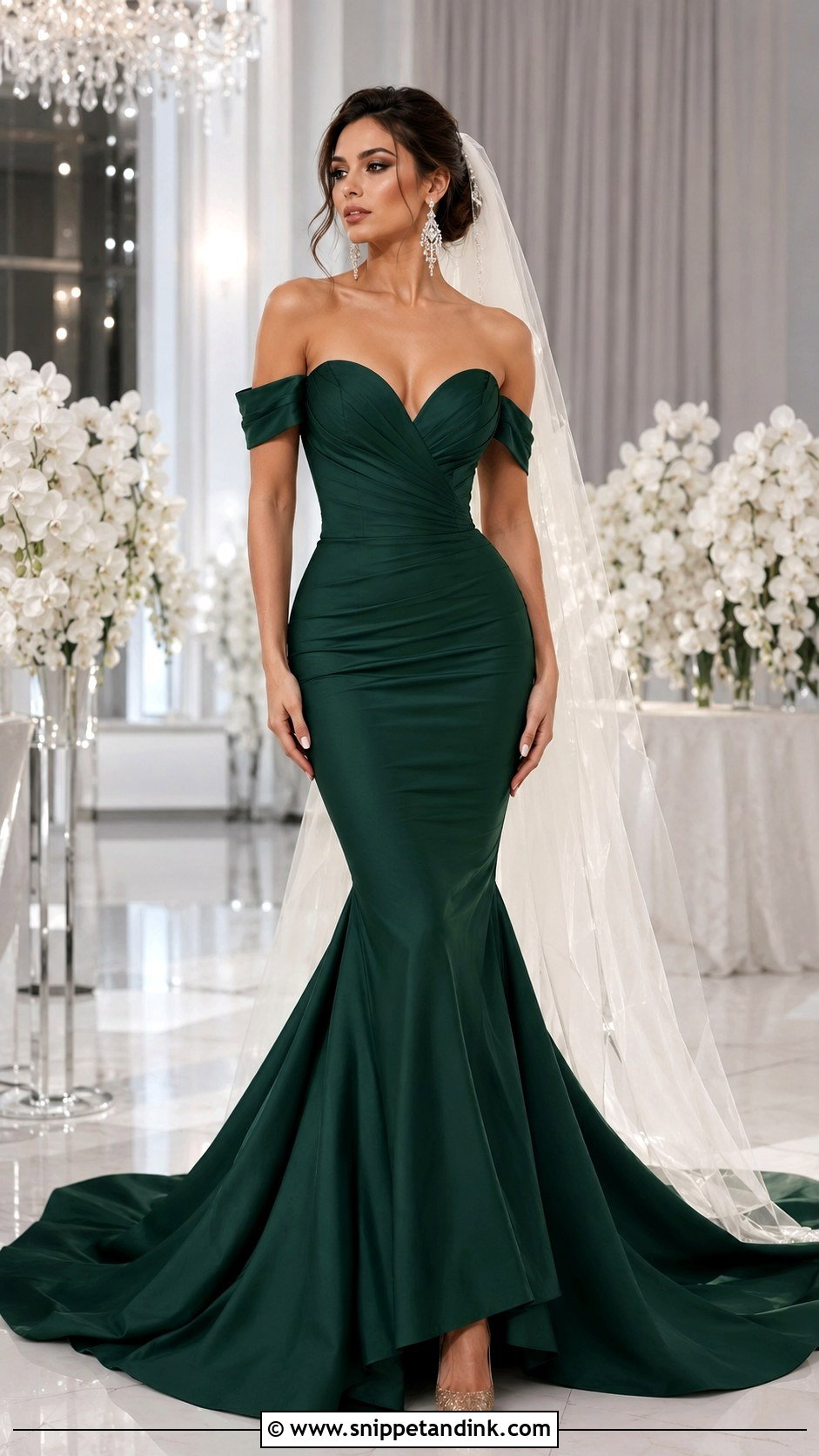 Hunter Green Mermaid Wedding Dress - Snippet and Ink - 20 Green Bride Dress Ideas