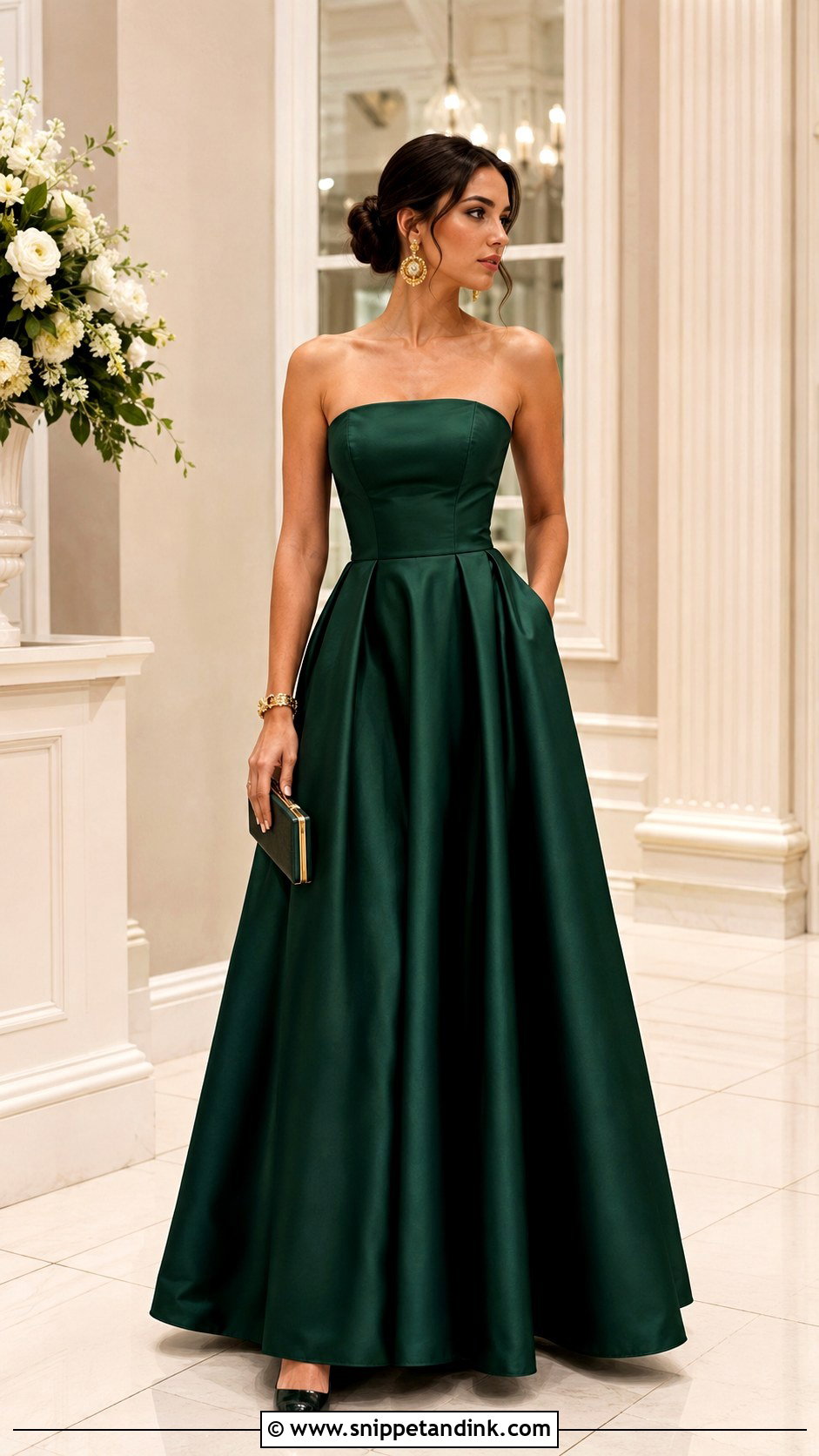Hunter Green Strapless Princess Gown - Snippet and Ink - 20 Green Princess Gown Ideas