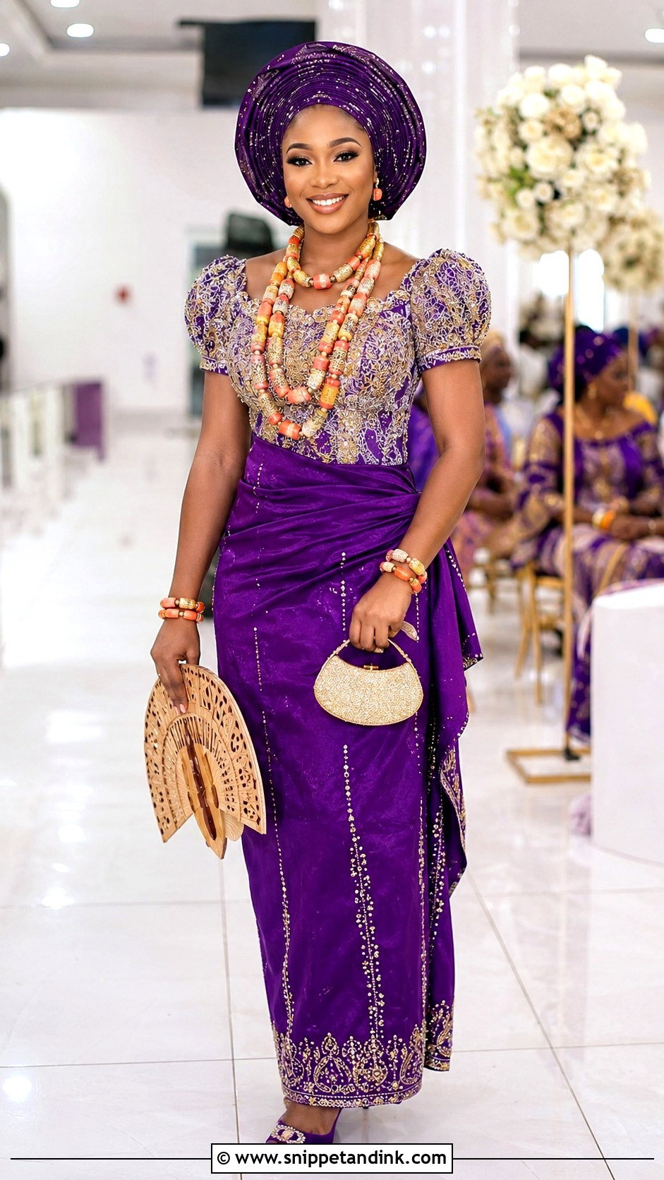 Ibibio Bride Wrapper And Beaded Blouse Outfit - Snippet and Ink - 20 Nigeria Bride Traditional Dress Ideas