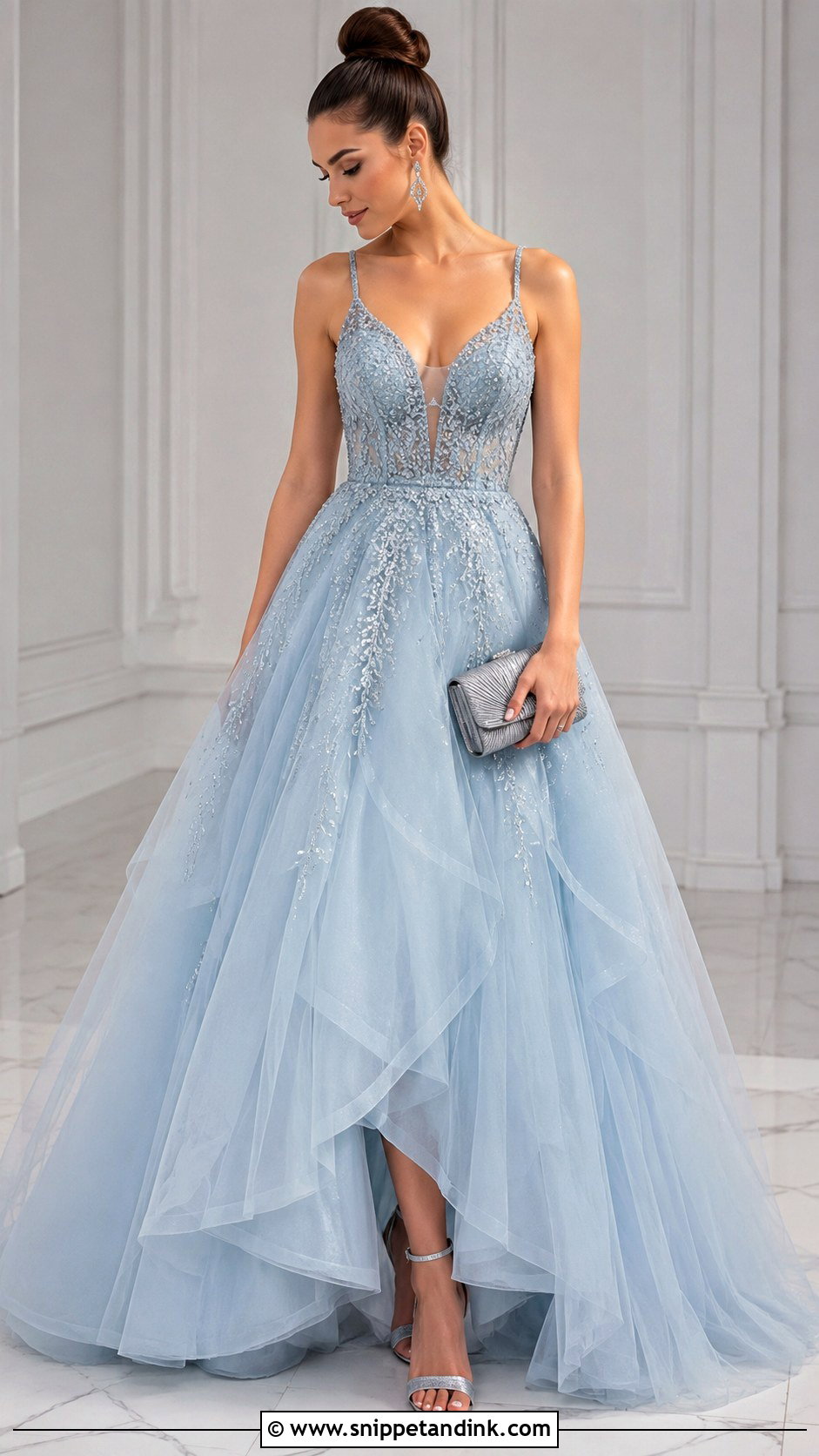 Ice Blue Beaded Ball Gown - Snippet and Ink - 20 Ball Gown Blue Ideas