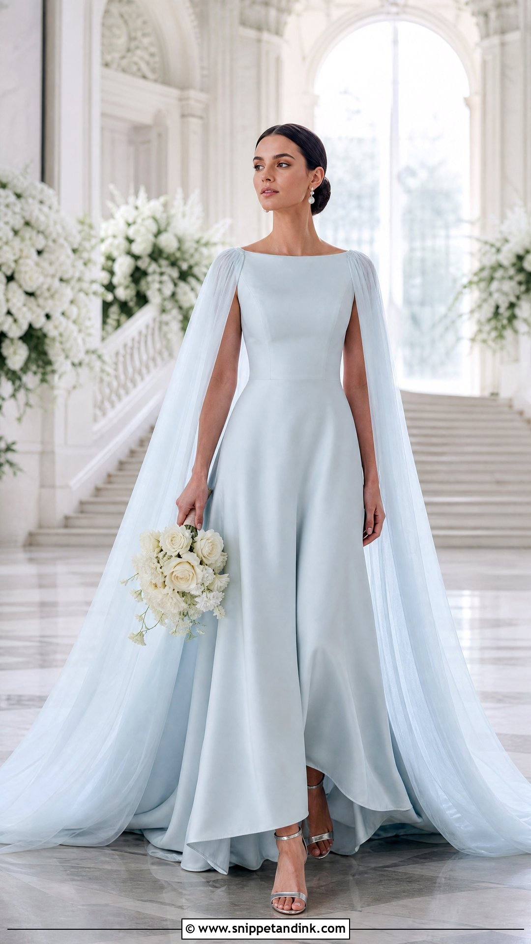 Ice Blue Cape Wedding Dress - Snippet and Ink - 25 Ice Blue Wedding Dress Ideas