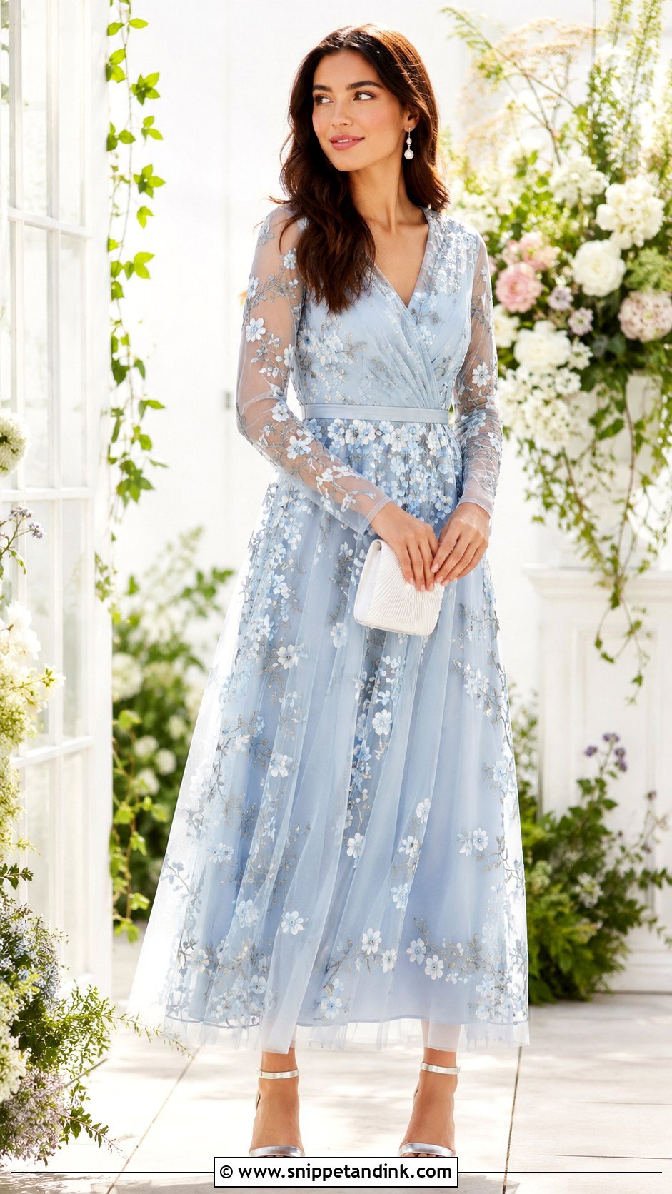 Ice Blue Floral Gown Outfit - Snippet and Ink - 25 Ice Blue Gown Ideas