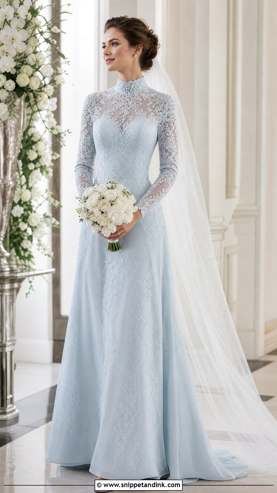 Ice Blue High Neck Wedding Dress - Snippet and Ink - 25 Ice Blue Wedding Dress Ideas