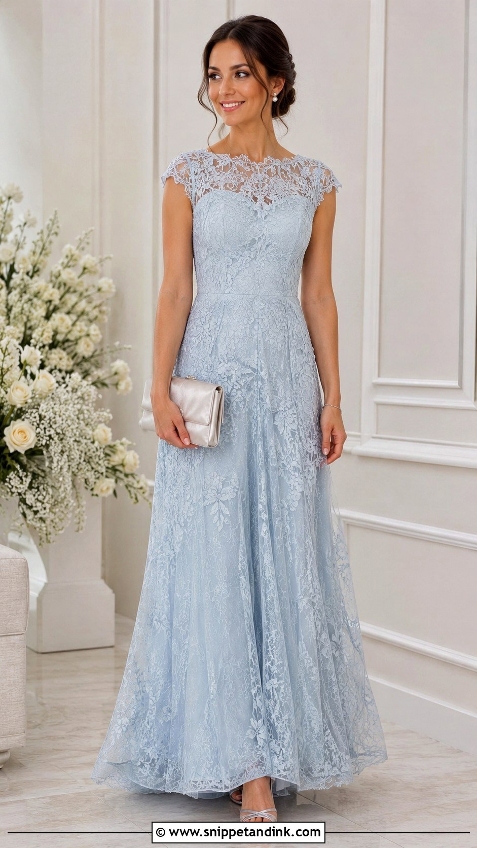 Ice Blue Lace Gown Outfit - Snippet and Ink - 25 Ice Blue Gown Ideas