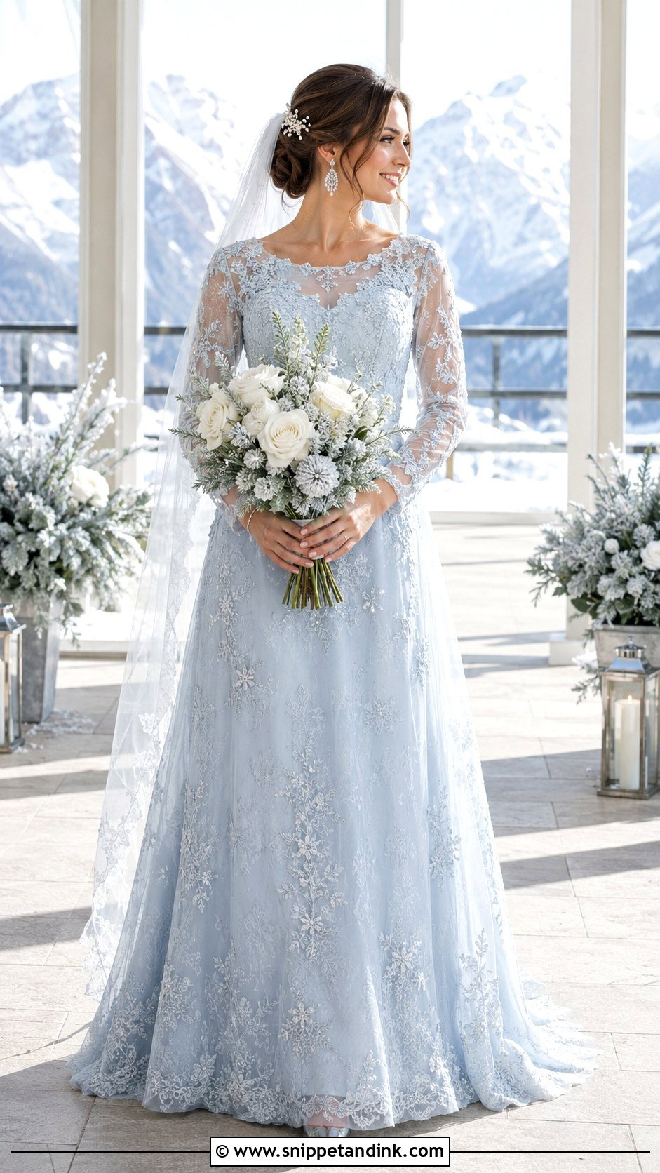 Ice Blue Lace Wedding Dress - Snippet and Ink - 20 Blue Lace Wedding Dress Ideas
