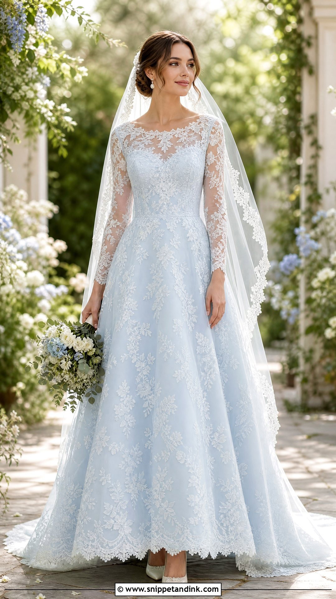 Ice Blue Lace Wedding Dress - Snippet and Ink - 25 Ice Blue Wedding Dress Ideas