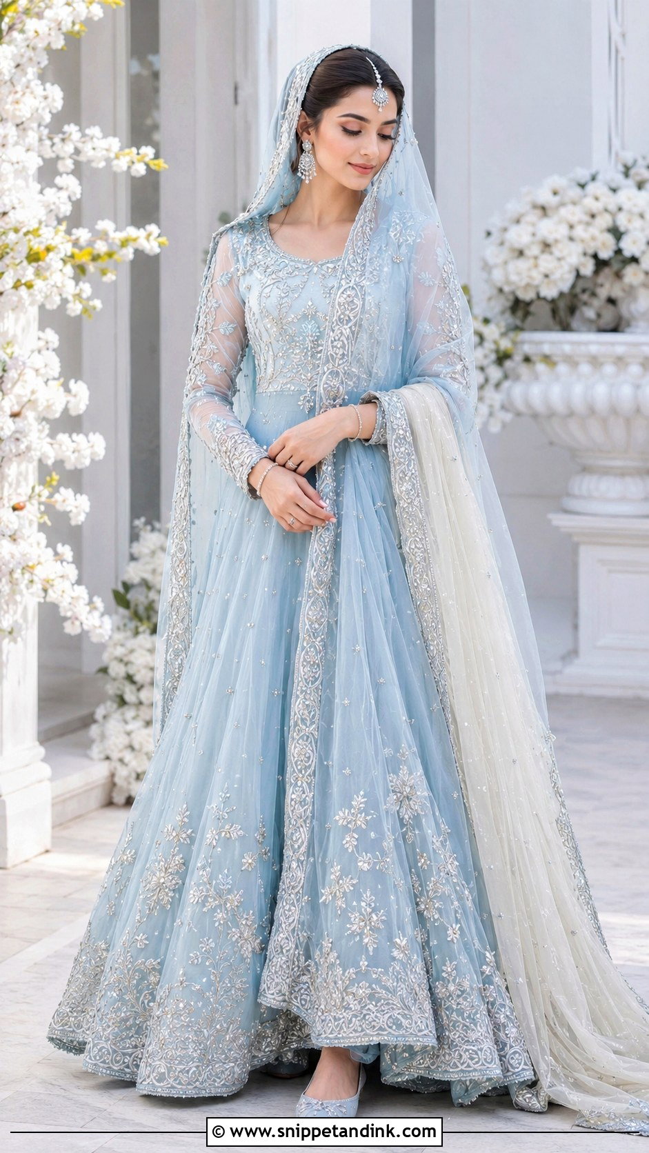 Ice Blue Pakistani Nikah Anarkali - Snippet and Ink - 20 Nikha Dresses Pakistani Bridal