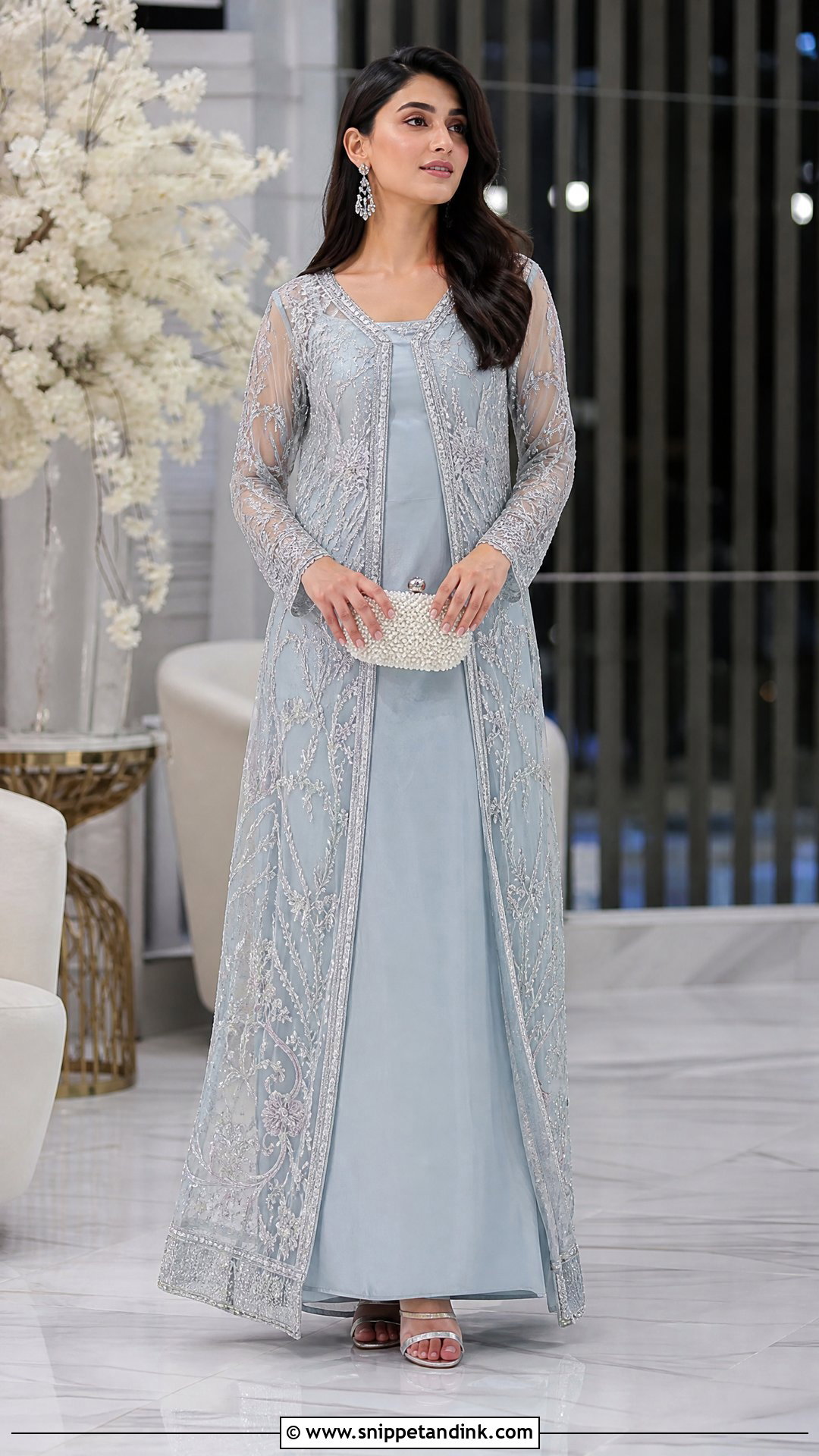 Ice Blue Pakistani Wedding Jacket Dress - Snippet and Ink - 25 Simple Pakistani Wedding Dress Ideas