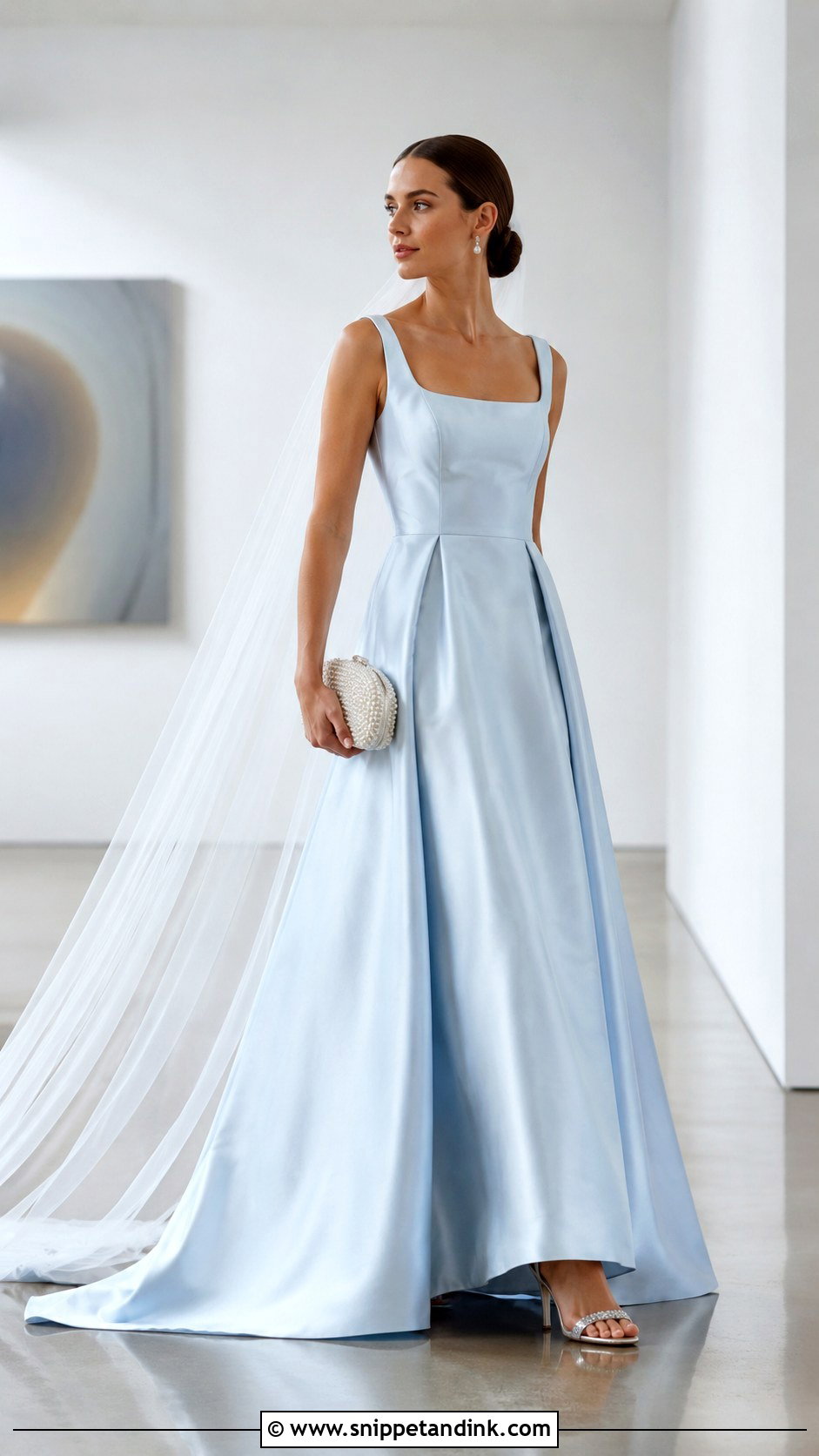 Ice Blue Satin Bridal Gown - Snippet and Ink - 20 Blue Bridal Ideas