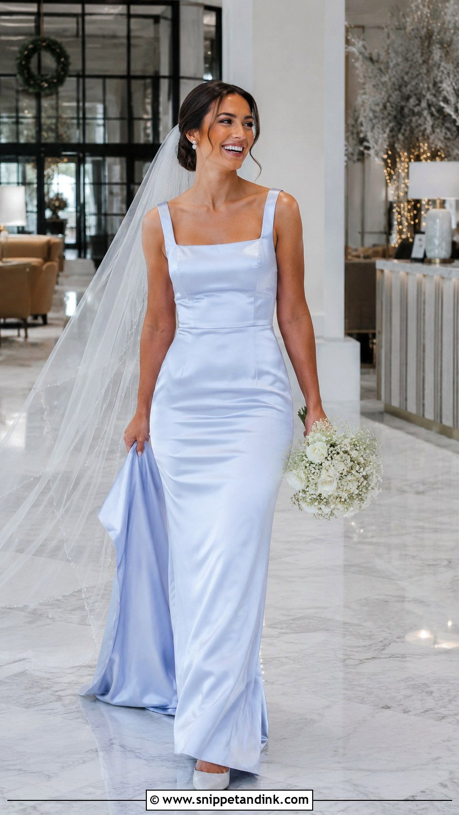 Ice Blue Satin Wedding Gown - Snippet and Ink - 25 Blue Wedding Gowns