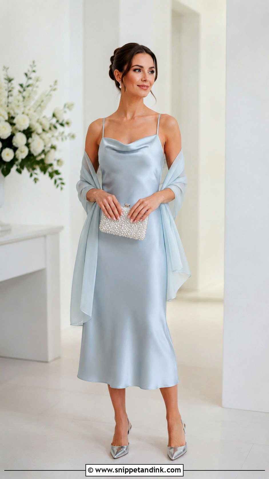 Ice Blue Slip Dress Wedding Outfit - Snippet and Ink - 20 Blue Wedding Outfit Ideas
