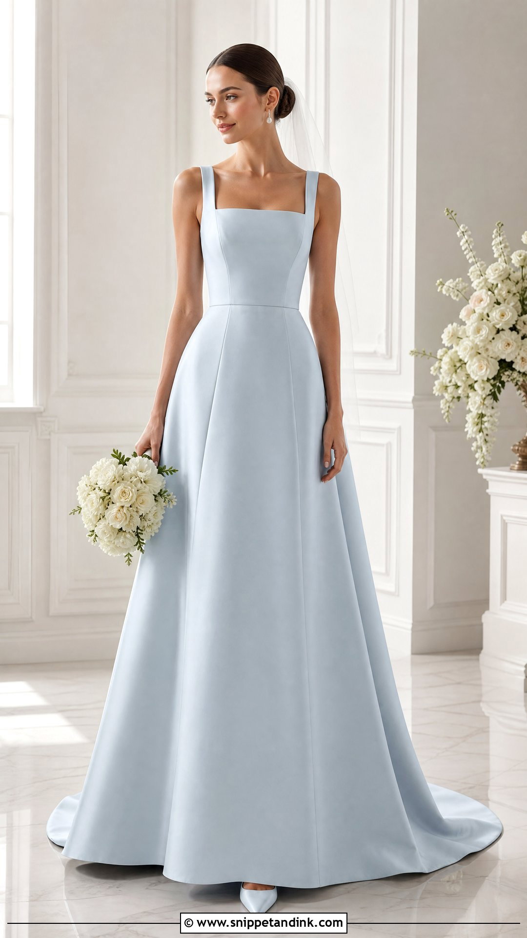 Ice Blue Square Neck Wedding Dress - Snippet and Ink - 25 Ice Blue Wedding Dress Ideas