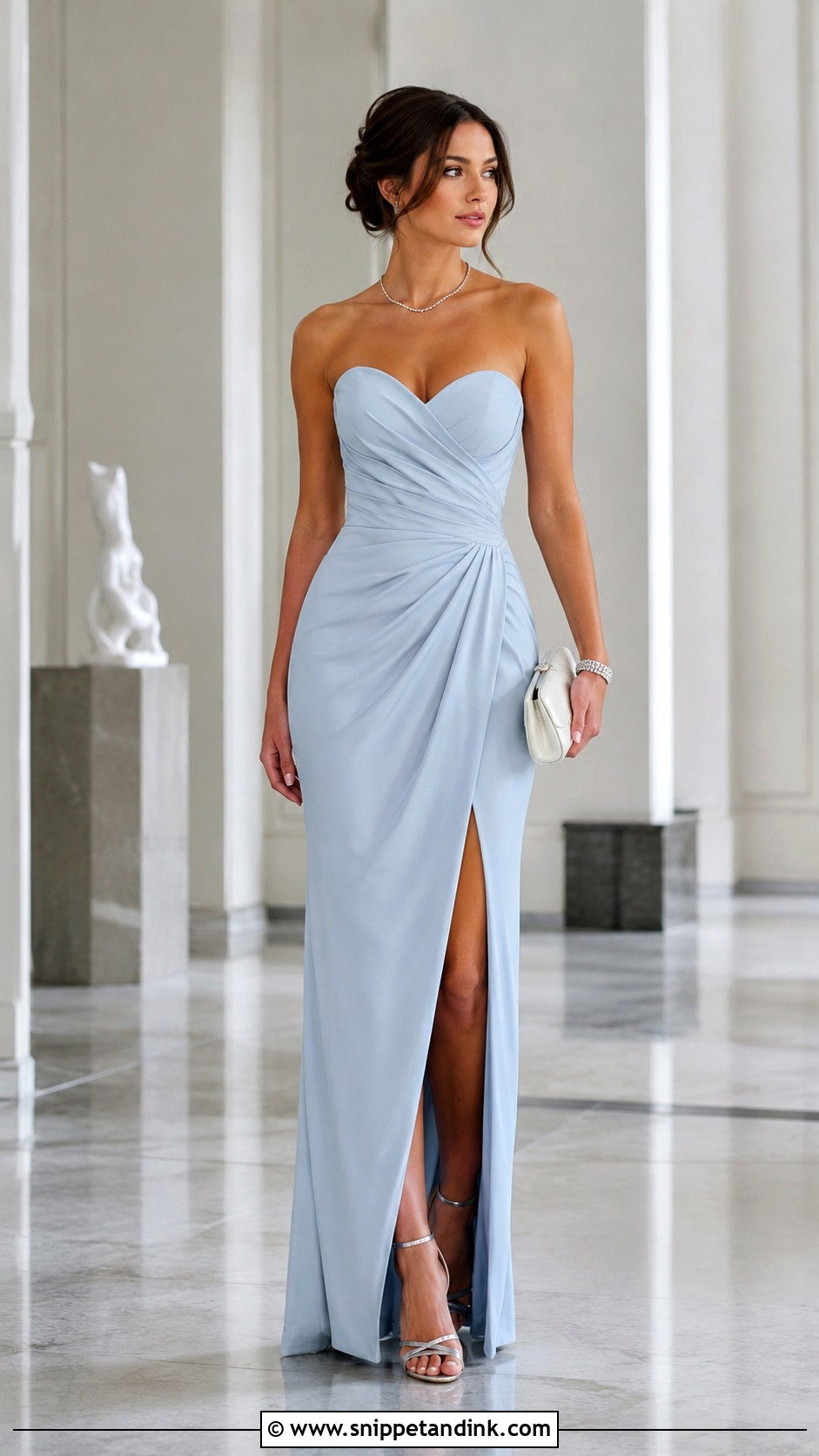 Ice Blue Strapless Gown Outfit - Snippet and Ink - 25 Ice Blue Gown Ideas